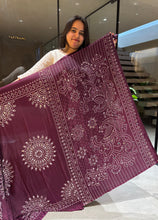 Load image into Gallery viewer, Artisanal Function Wear Pure Satin Silk Ajrak Printed Rich Pallu n Mirror Work Designer Saree

