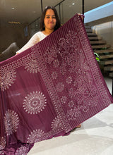 Load image into Gallery viewer, Artisanal Function Wear Pure Satin Silk Ajrak Printed Rich Pallu n Mirror Work Designer Saree

