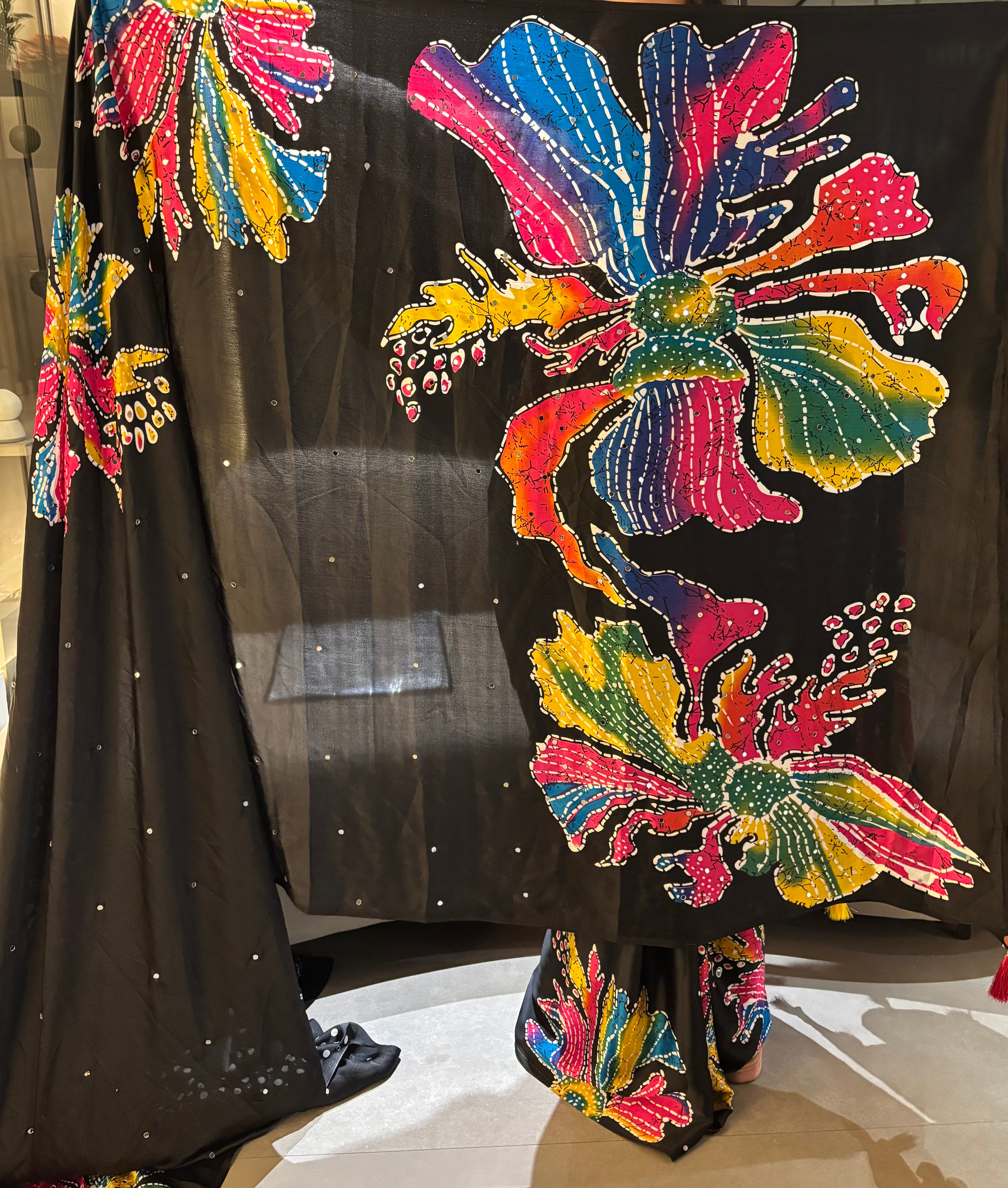 Blissful Party Wear Pure Silk Mirror Work Designer Saree With Blouse Piece