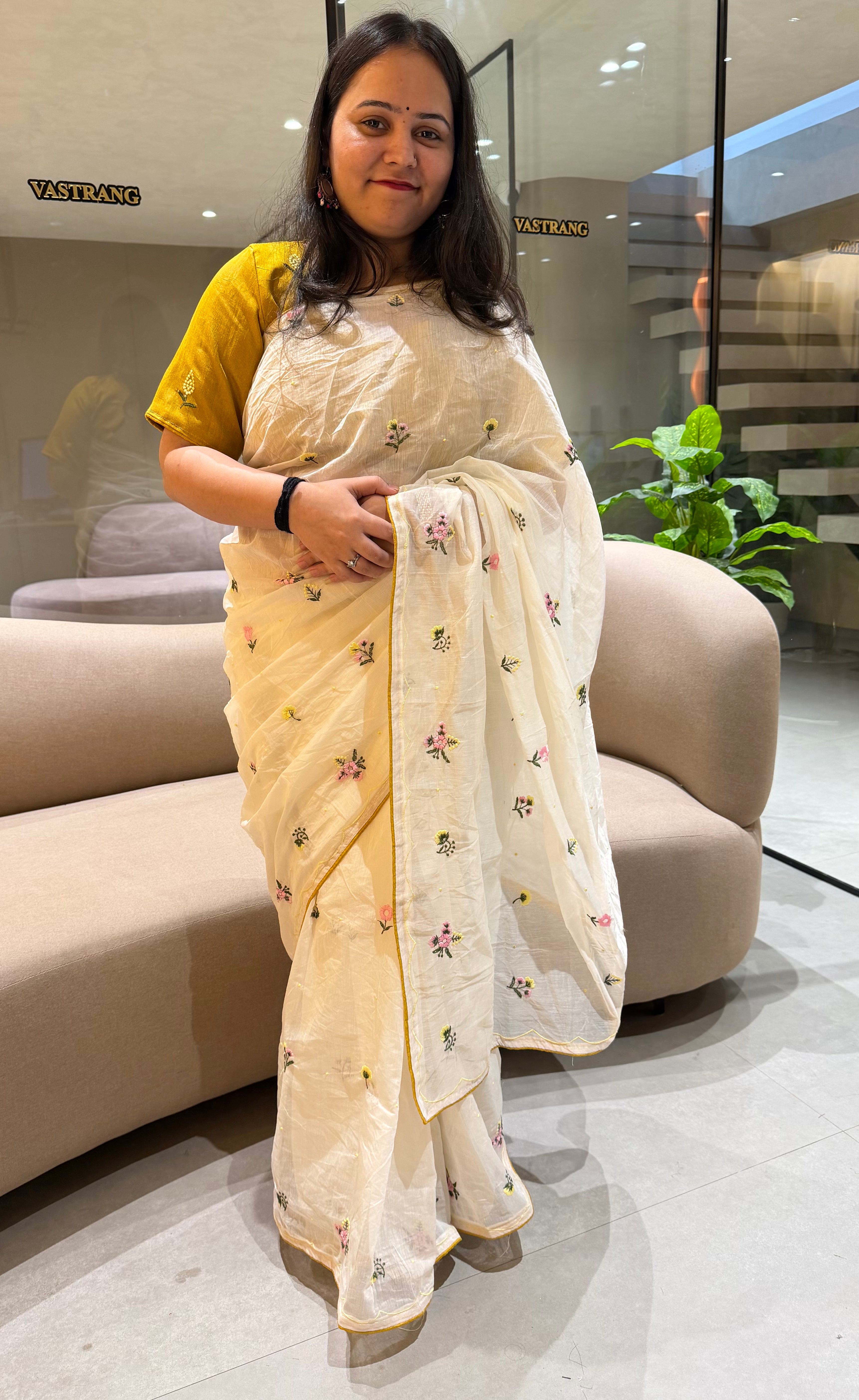 Captivating Function Wear Cotton Embroidery Work Designer Saree For Occasion