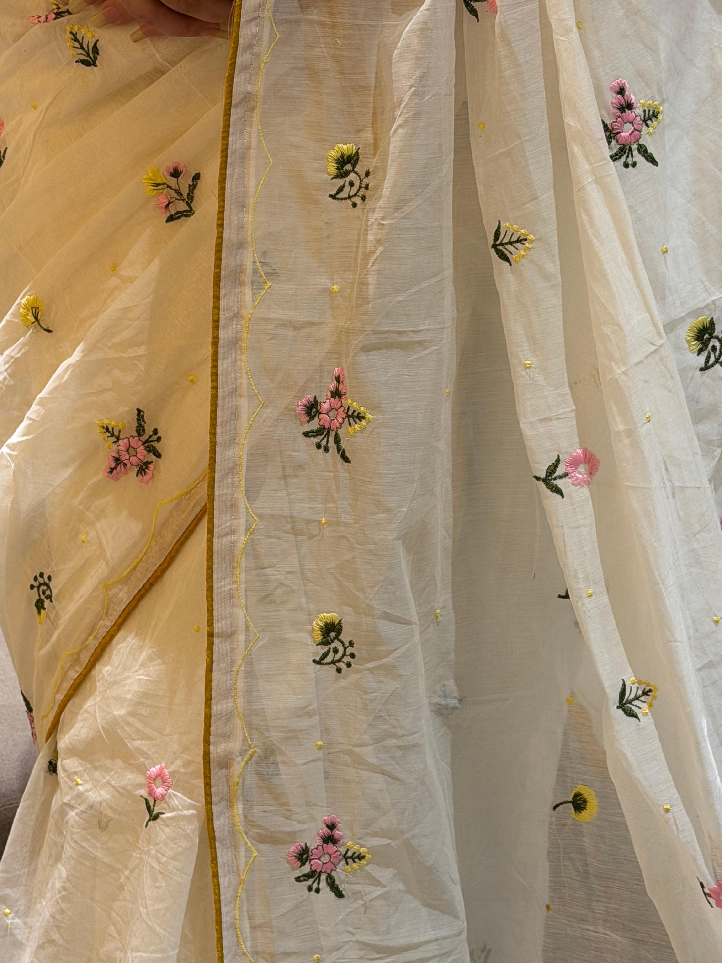 Captivating Function Wear Cotton Embroidery Work Designer Saree For Occasion