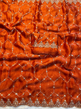 Load image into Gallery viewer, Innovative Function Wear Space Silk Embroidery Sequence n Thread Work Fancy Designer Saree With Blouse Piece
