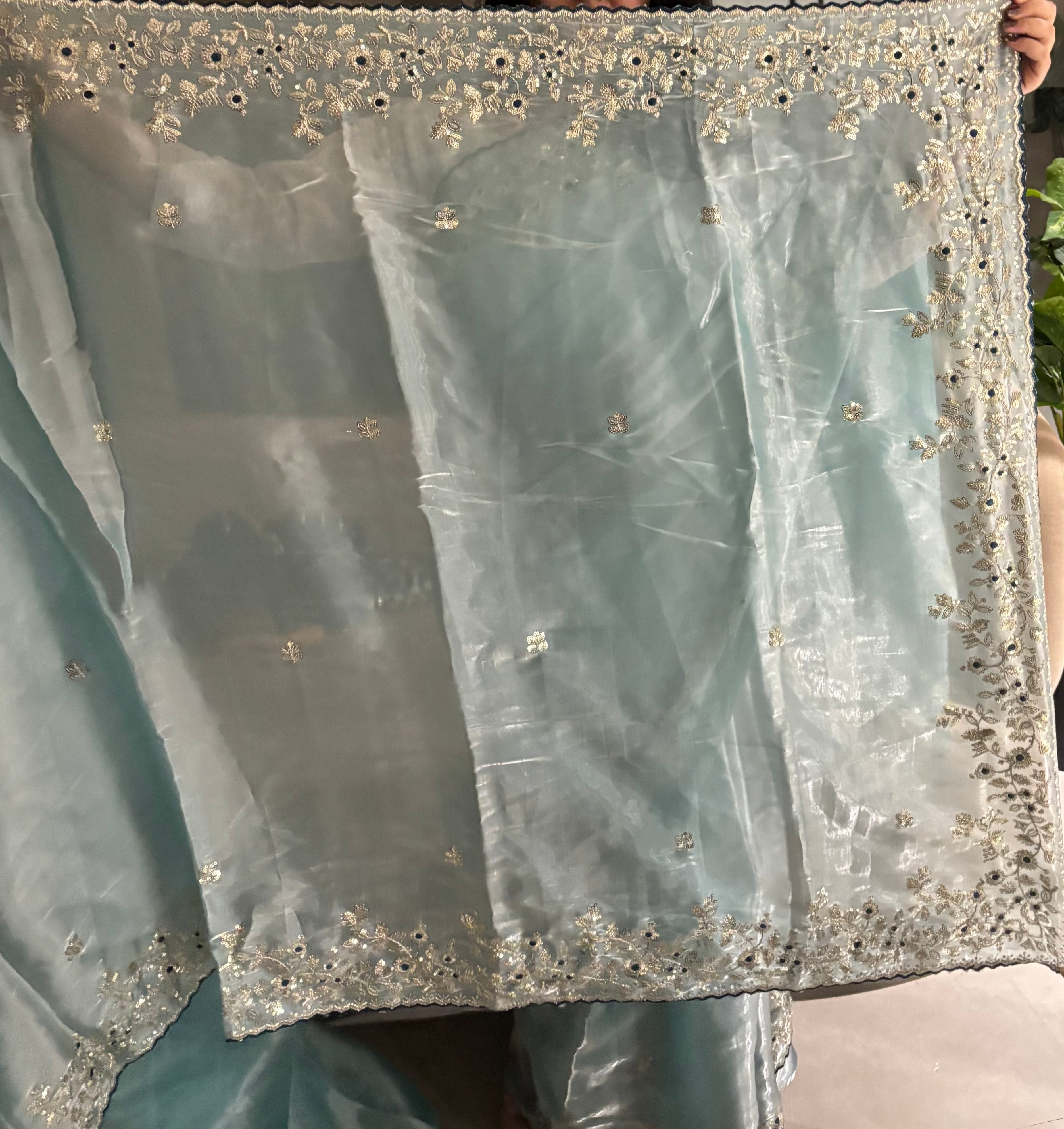 New Wedding Wear Silk Embroidery n Sequence Work Fancy Designer Saree With Stitched Blouse