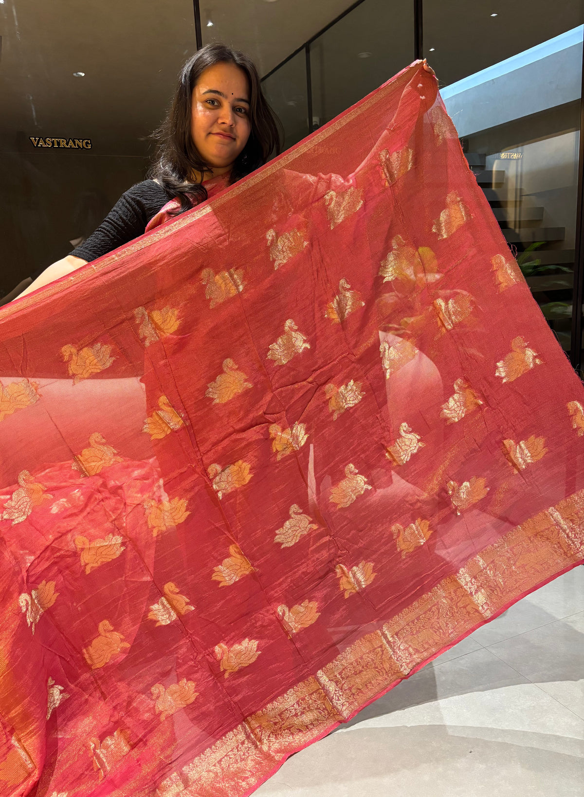 Gorgeous Function Wear Viscose Tissue Weaving Silk Zari Work Fancy Designer Saree With Blouse