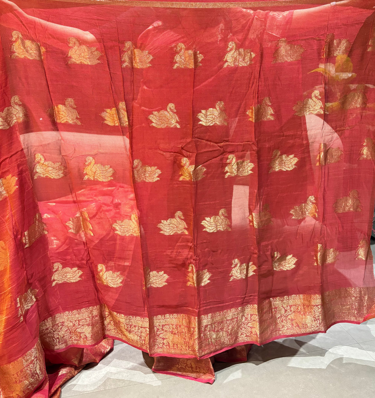 Gorgeous Function Wear Viscose Tissue Weaving Silk Zari Work Fancy Designer Saree With Blouse