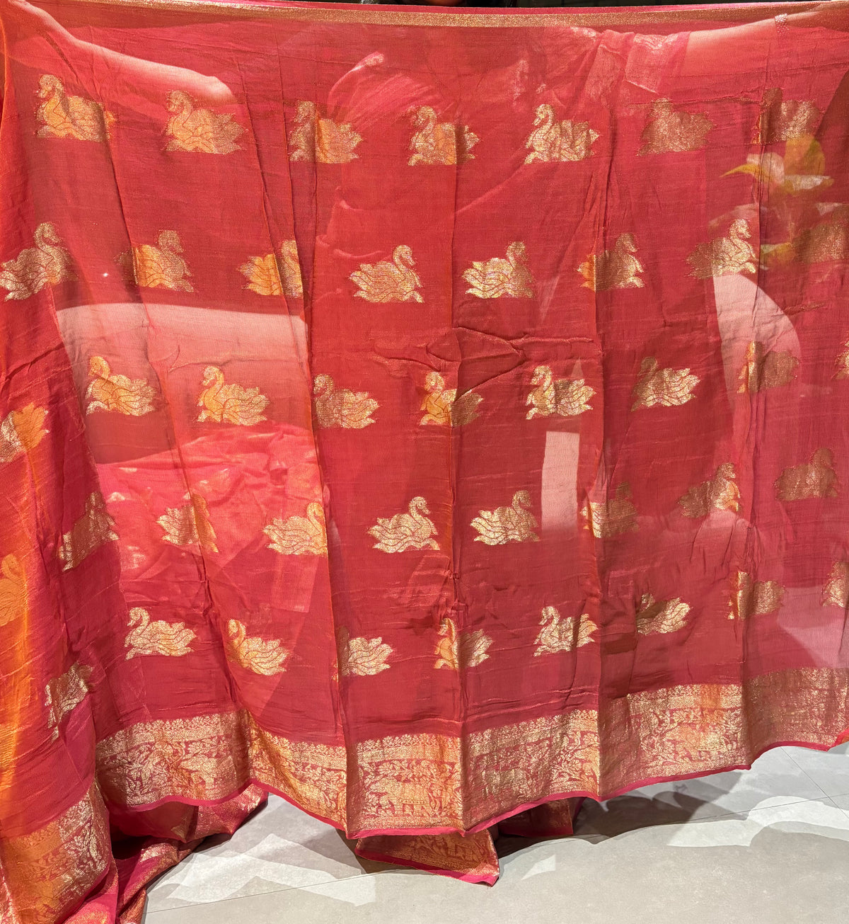 Gorgeous Function Wear Viscose Tissue Weaving Silk Zari Work Fancy Designer Saree With Blouse