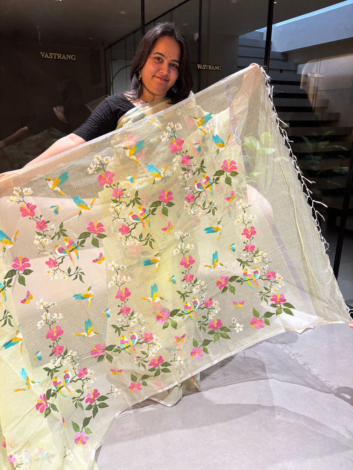 Traditional Pista Color Pure Kota Doriya Zari weaving border n Embroidery Work Designer Saree With Assemblage Blouse Piece