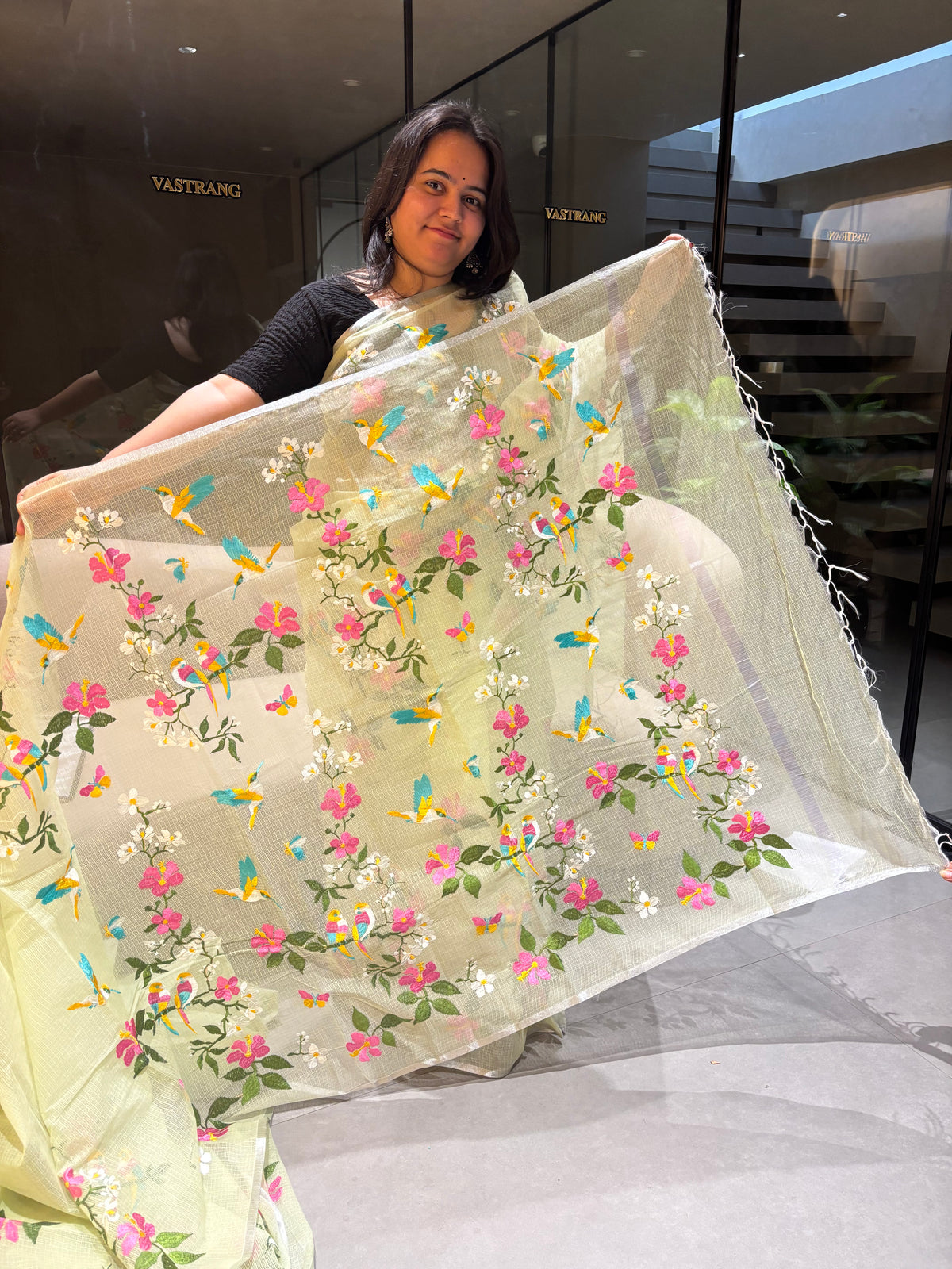 Traditional Pista Color Pure Kota Doriya Zari weaving border n Embroidery Work Designer Saree With Assemblage Blouse Piece
