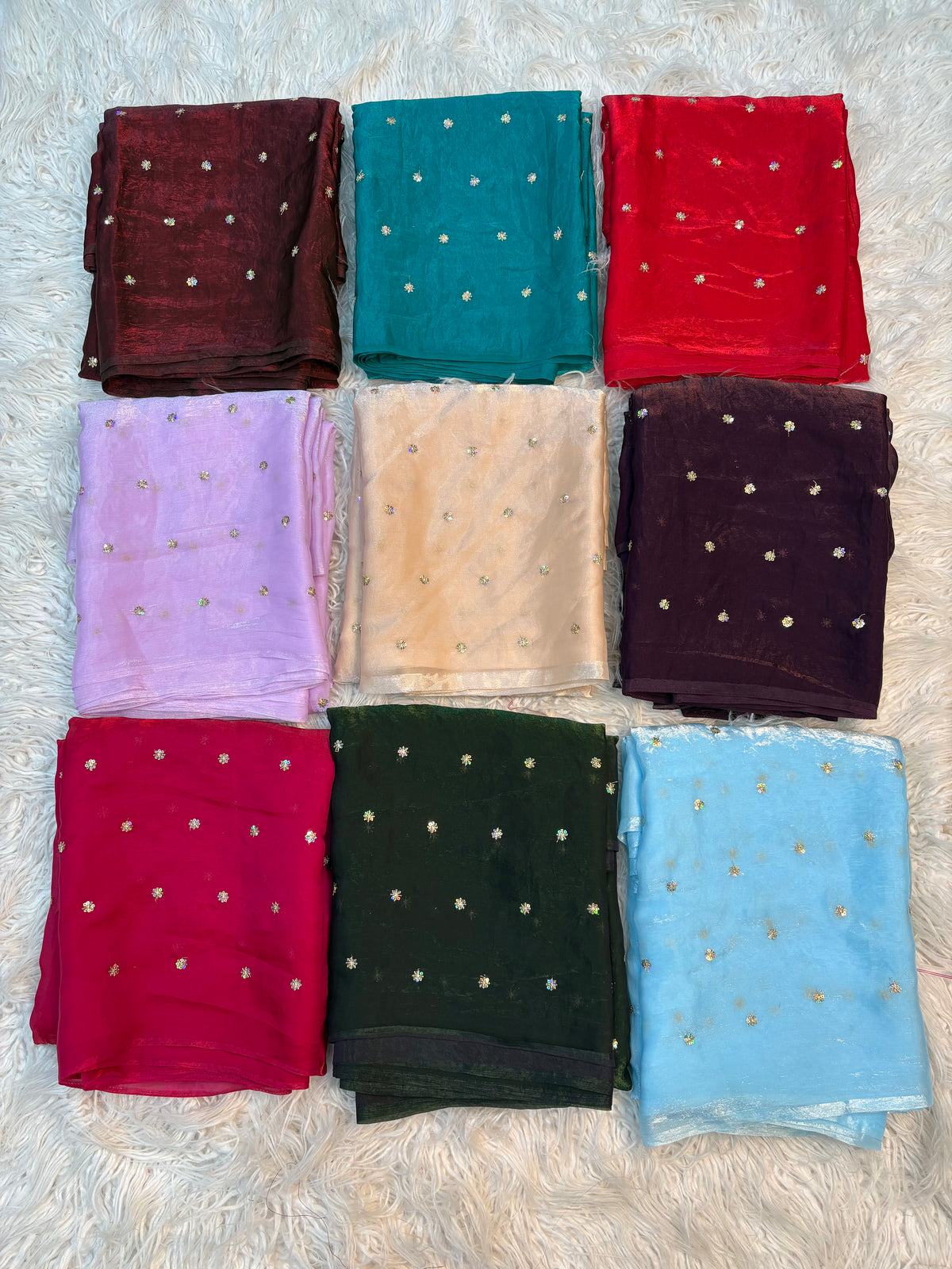 Lustrous Wedding Wear Space Silk Fabric Sequence Butti Work Fancy Designer Saree With Blouse Piece