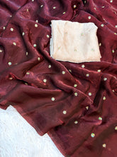 Load image into Gallery viewer, Lustrous Wedding Wear Space Silk Fabric Sequence Butti Work Fancy Designer Saree With Blouse Piece
