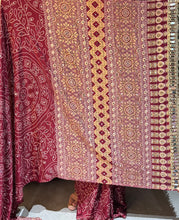 Load image into Gallery viewer, Gratifying Function Wear Pure Satin Silk Ajrak Printed Rich Pallu n Mirror Work Designer Saree With Blouse Piece
