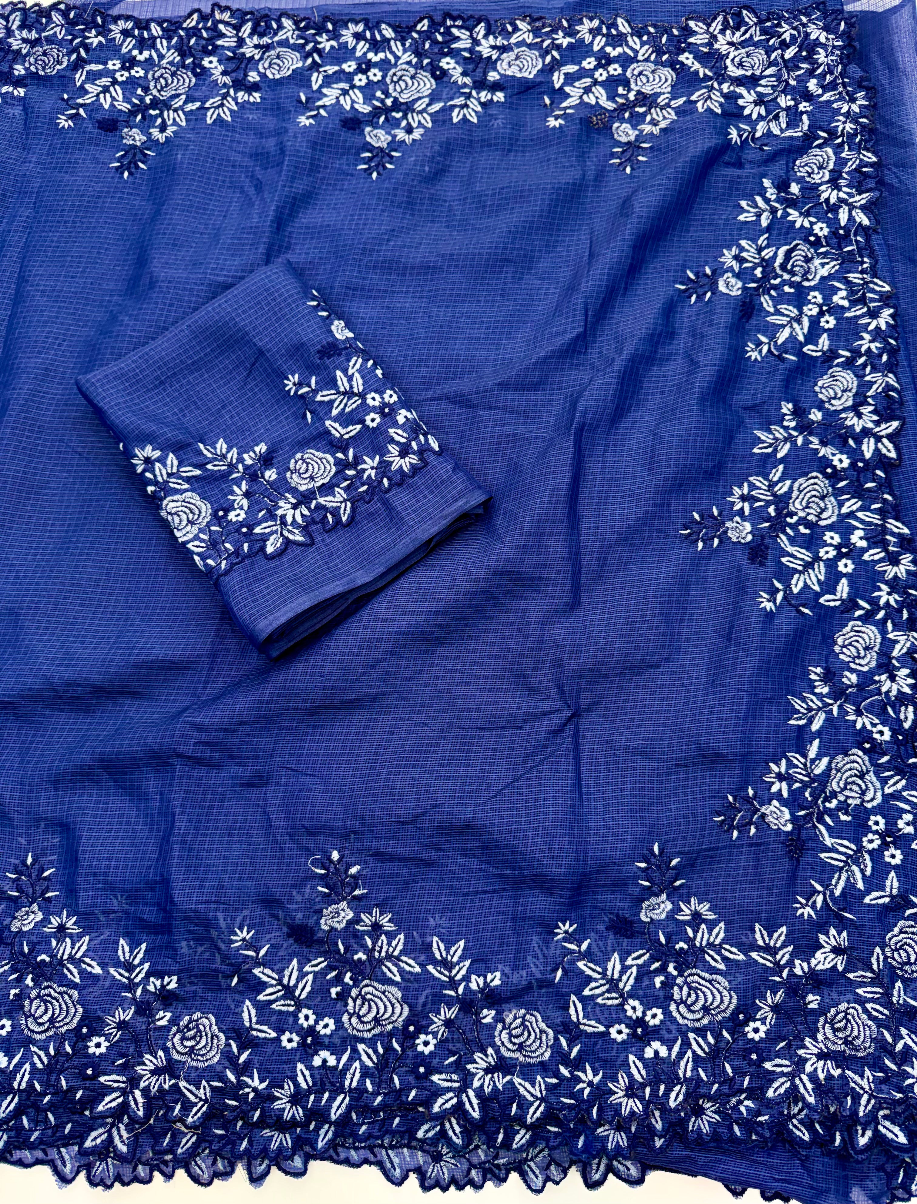 Incredible Wedding Wear Soft Kota Doriya Embrodiered Thread n Cut Work Designer Saree For Occasion