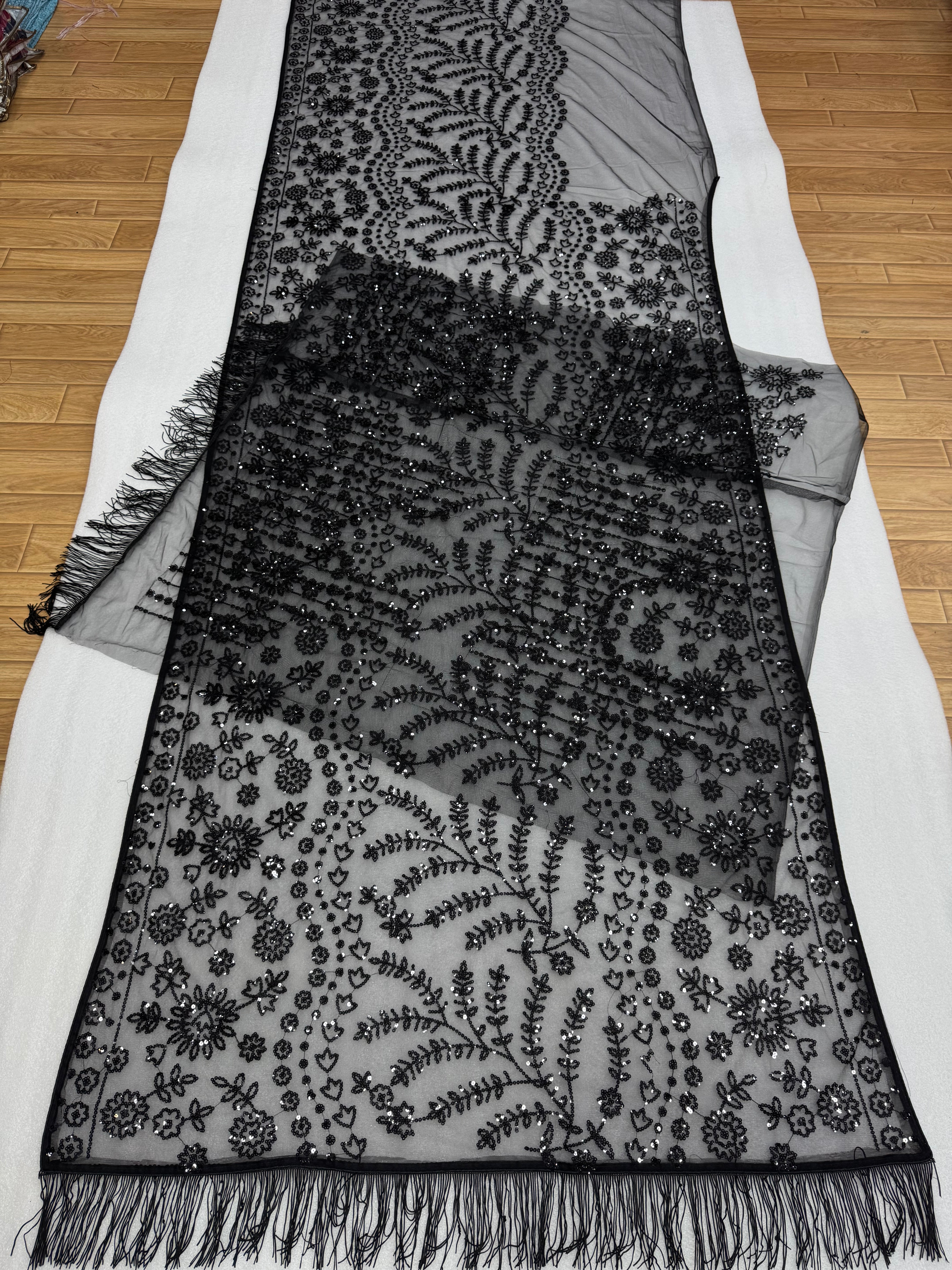 Splendorous Festive Wear Net Heavy Embroidery Work Fancy Saree With Blouse Piece