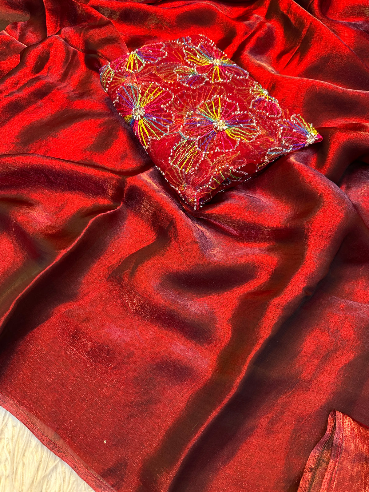 Redolent Festive Wear Pure Soft Silk Beads Work Blouse Fancy Designer Saree