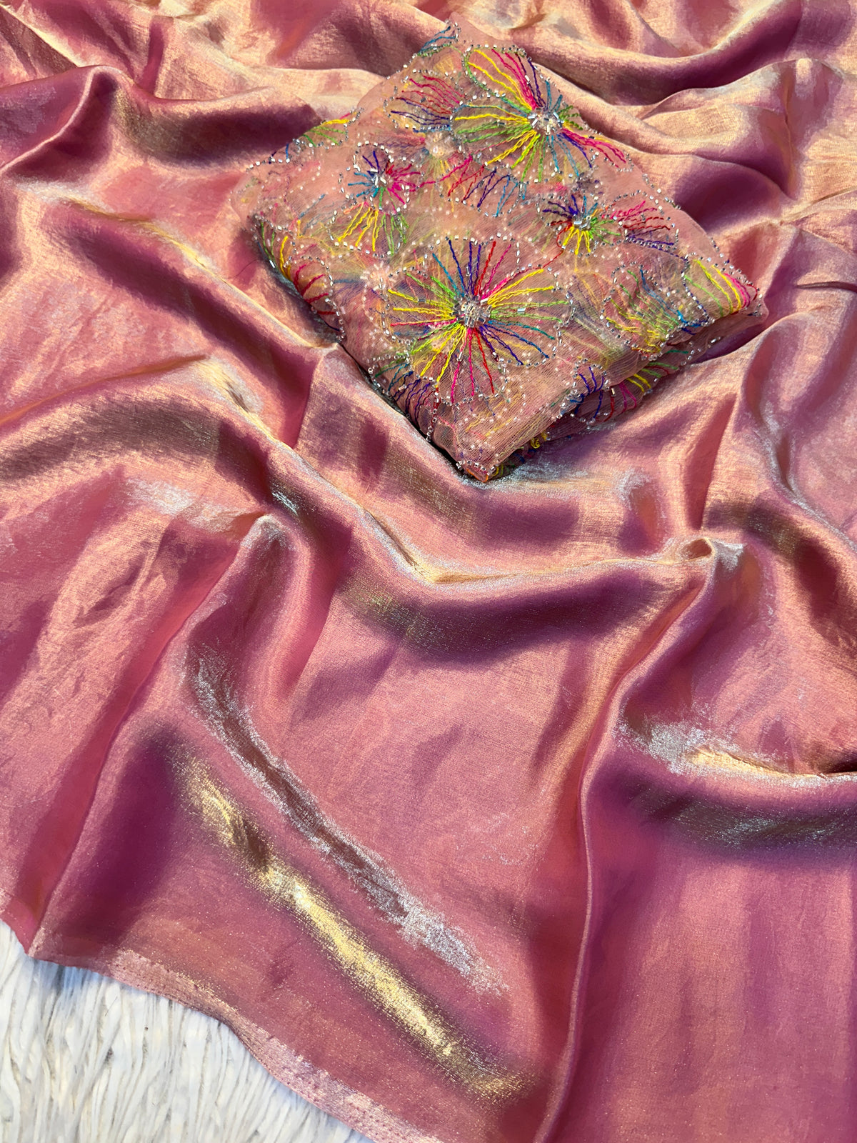 Redolent Festive Wear Pure Soft Silk Beads Work Blouse Fancy Designer Saree