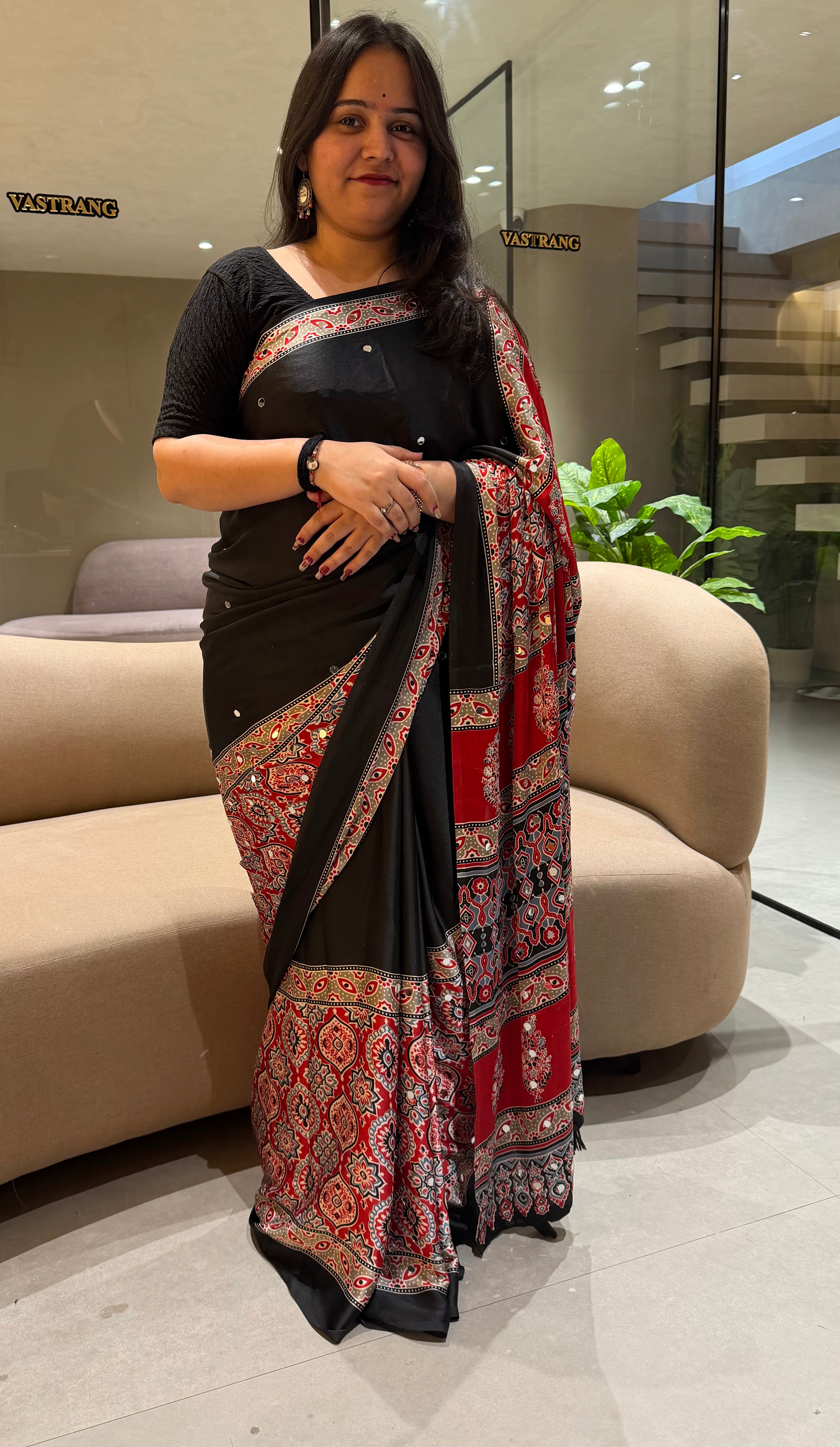 Regal Festive Wear Satin Silk Heavy Mirror n Latkan Pallu Designer Saree With Unstitched Blouse Piece