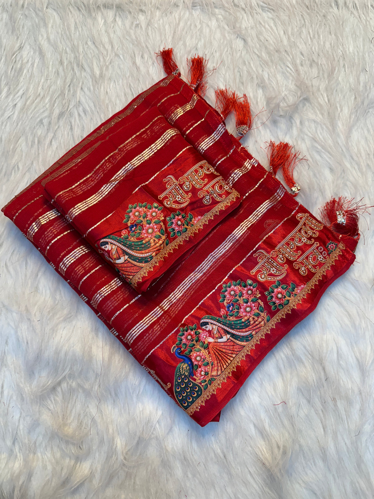 Mellifluous Festive Wear Viscose Georgette Print Design Satin Border Fancy Saree With Matching Blouse Piece