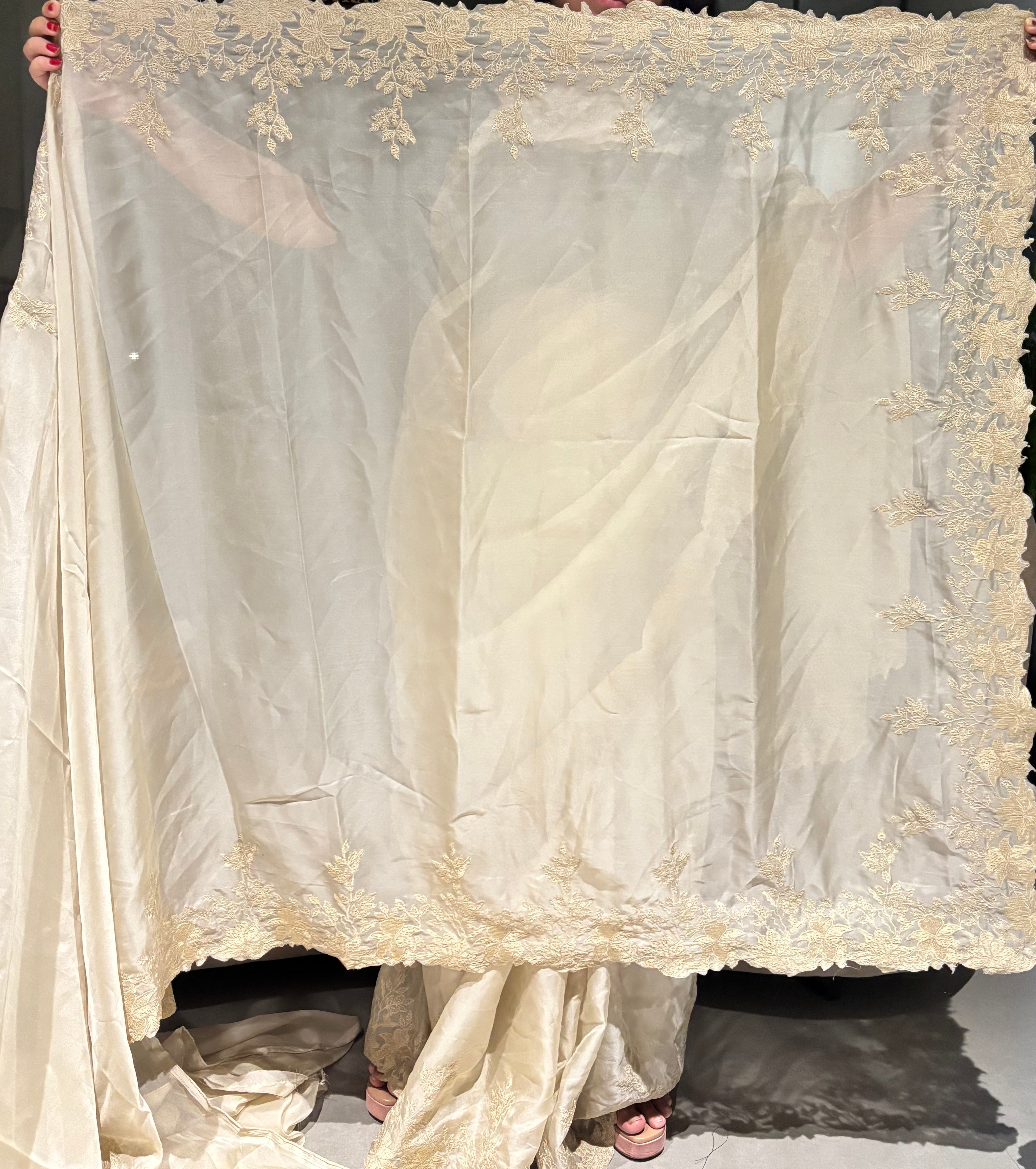 Stunning Wedding Wear Soft Kota Doriya Embrodiered Thread n Cut Work Designer Saree For Occasion