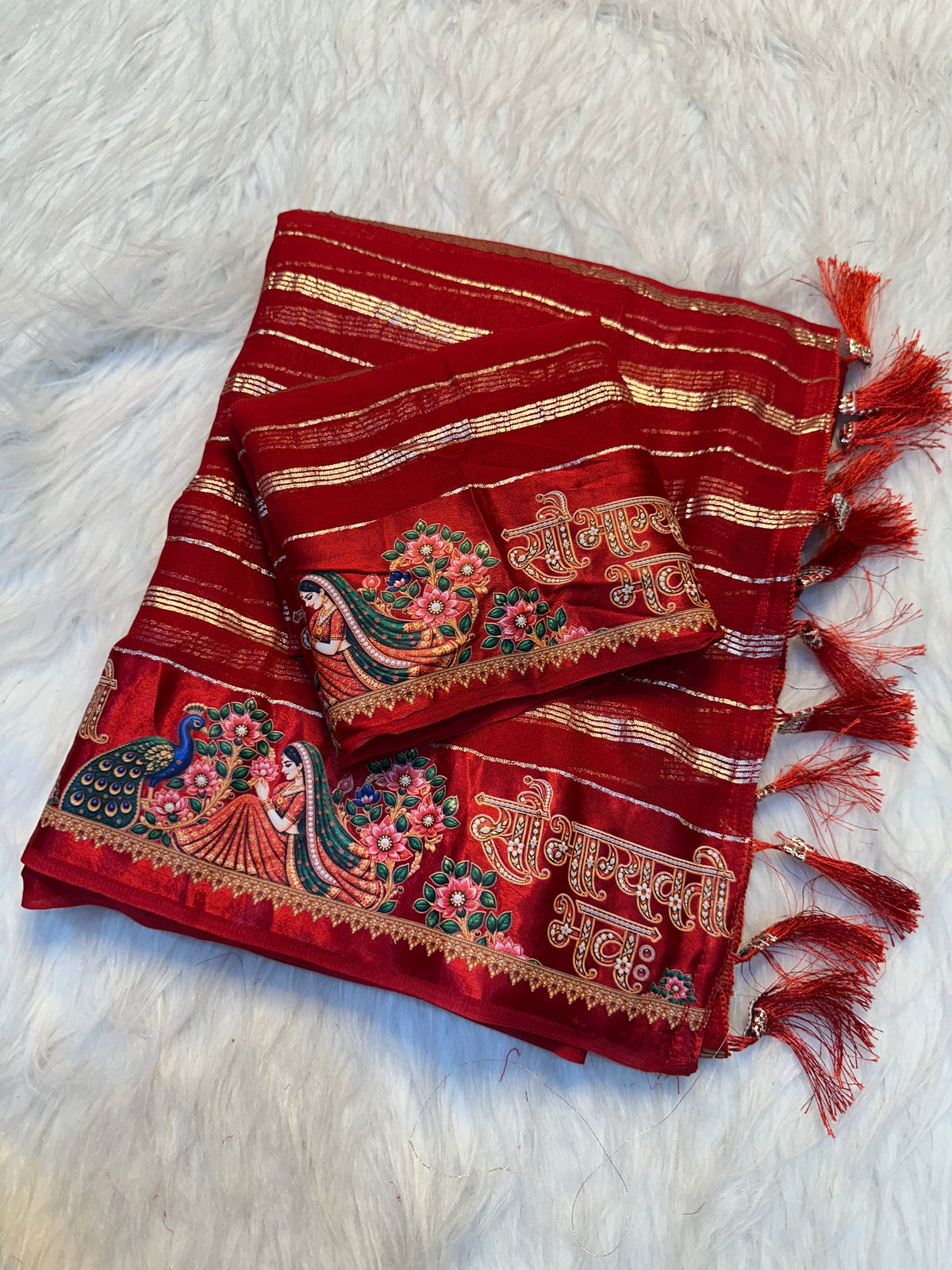 Mellifluous Festive Wear Viscose Georgette Print Design Satin Border Fancy Saree With Matching Blouse Piece