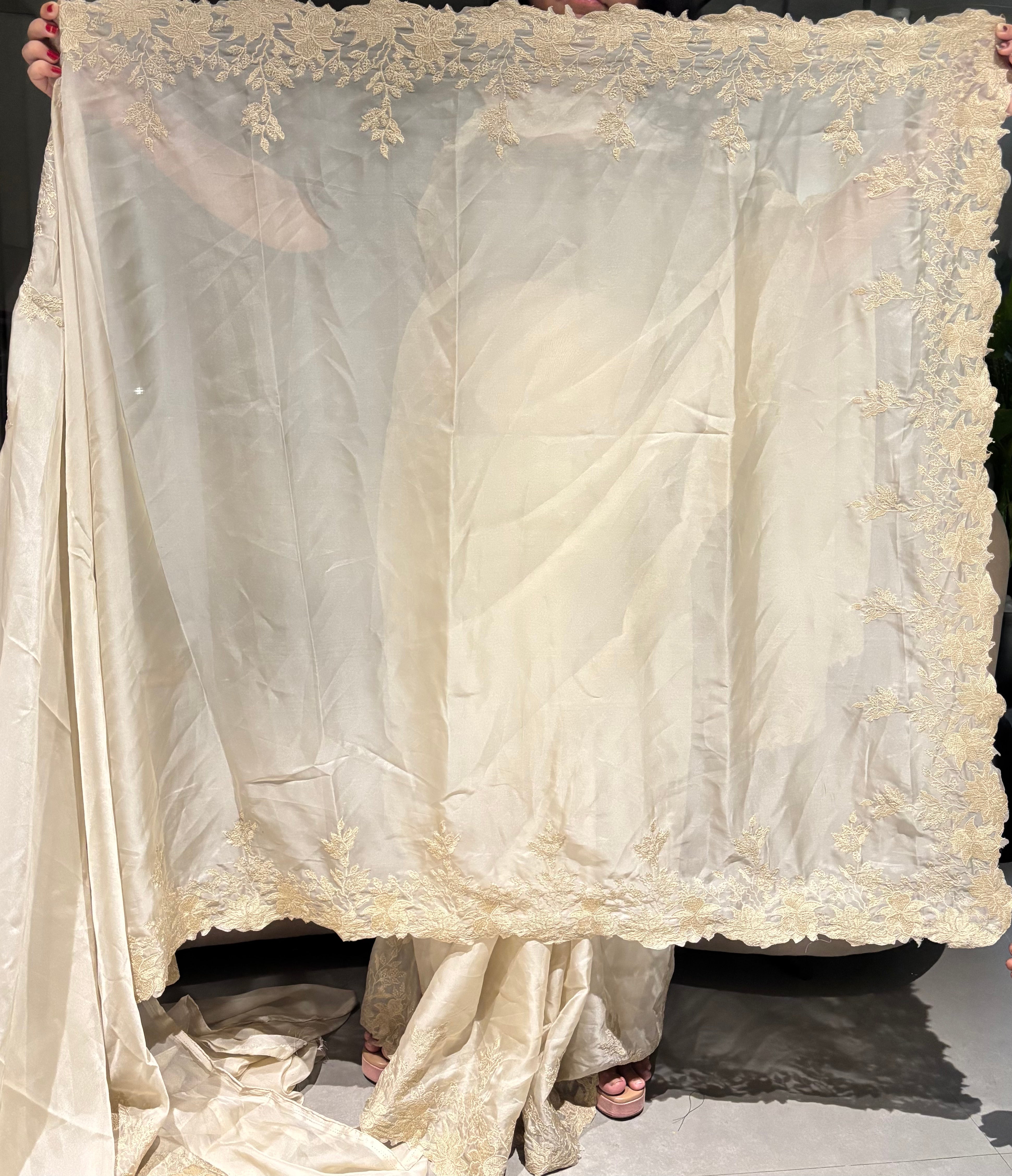 Stunning Wedding Wear Soft Kota Doriya Embrodiered Thread n Cut Work Designer Saree For Occasion
