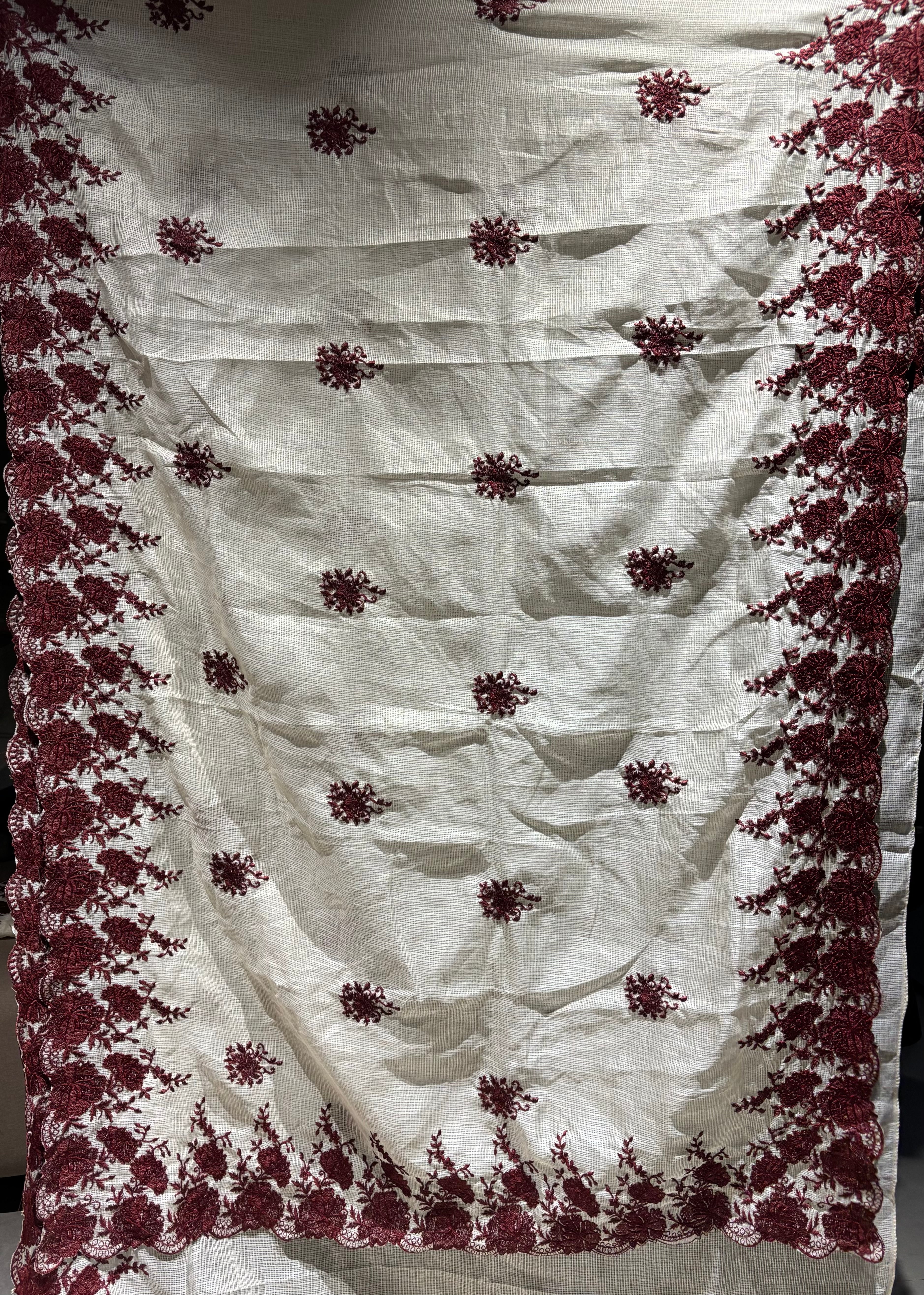 New Partywear Soft Kota Doriya Embrodiered Thread n Cut Work Fancy Designer Saree With Blouse
