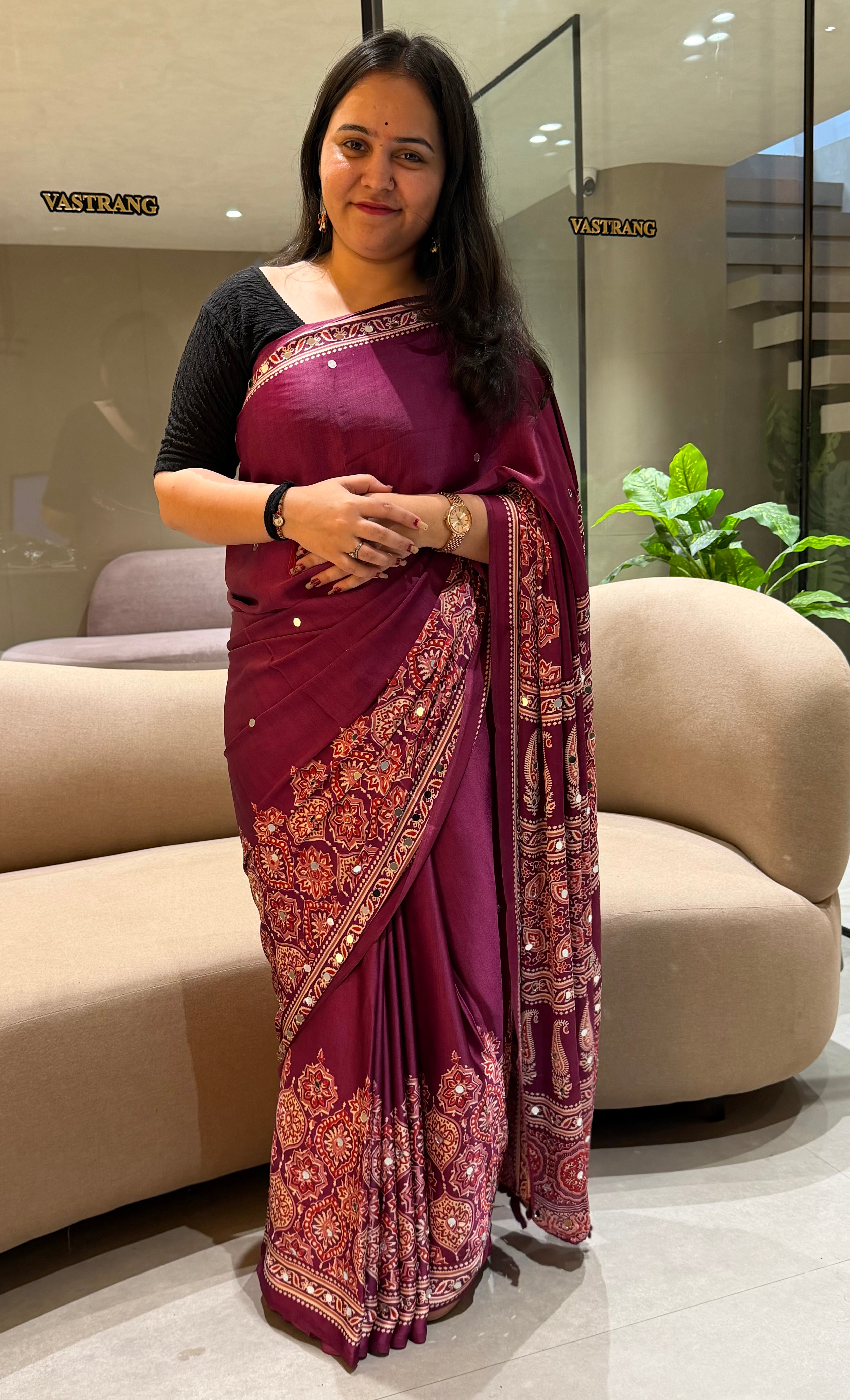Divine Function Wear Satin Silk Heavy Mirror n Latkan Pallu Designer Saree With Unstitched Blouse Piece