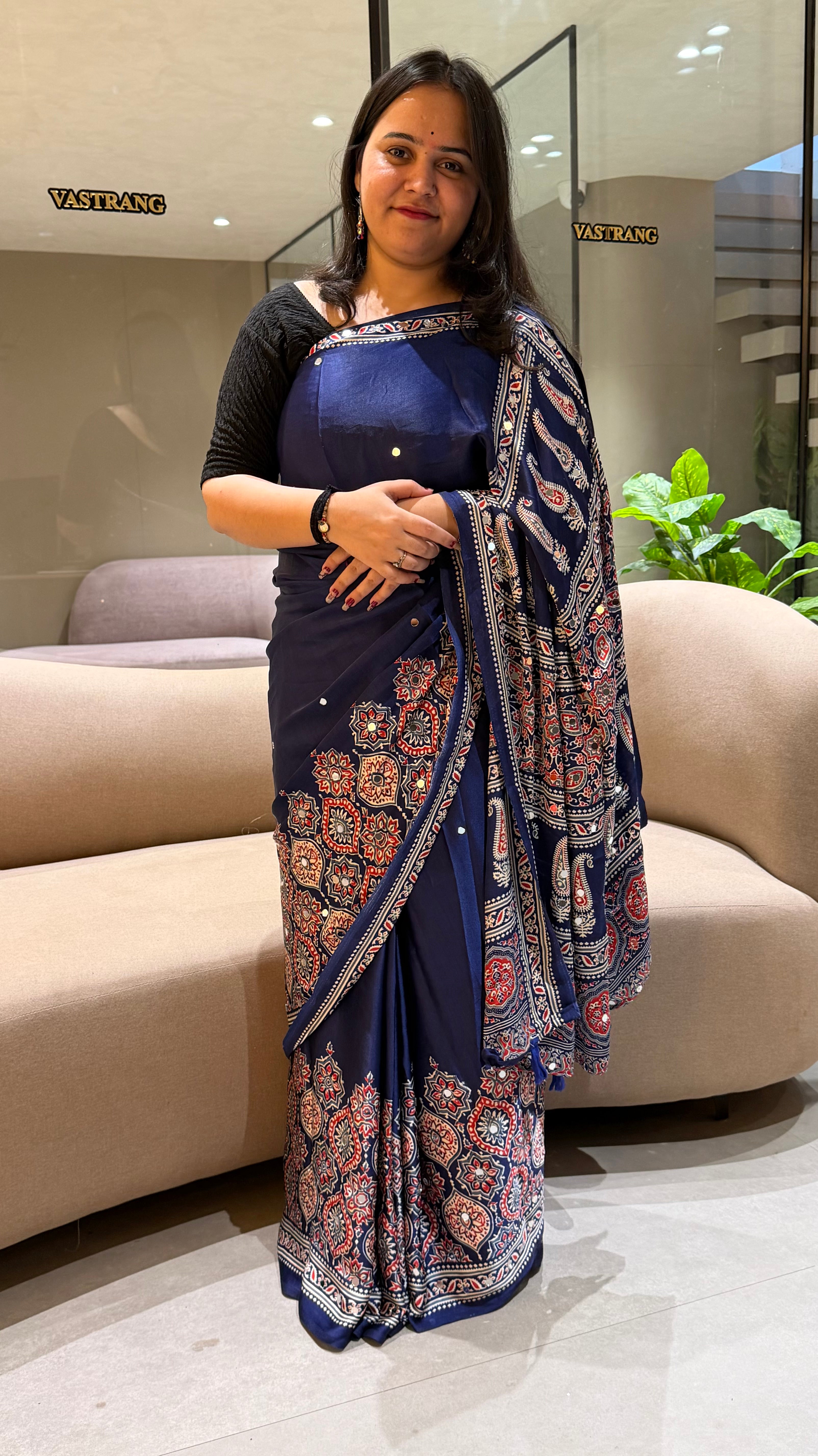 Divine Function Wear Satin Silk Heavy Mirror n Latkan Pallu Designer Saree With Unstitched Blouse Piece