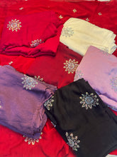 Load image into Gallery viewer, Adorning Festive Wear Silk Flower Handwork Butti Design Fancy Saree With Matching Blouse Piece
