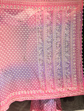 Load image into Gallery viewer, Splendorous Double Shaded Geogette Thread n Mirror Work Designer Saree For Wedding
