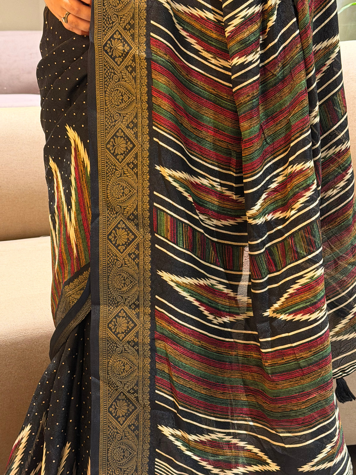 Heritage Party Wear Silk Print Design Jacquard Border Fancy  Saree With Blouse Piece