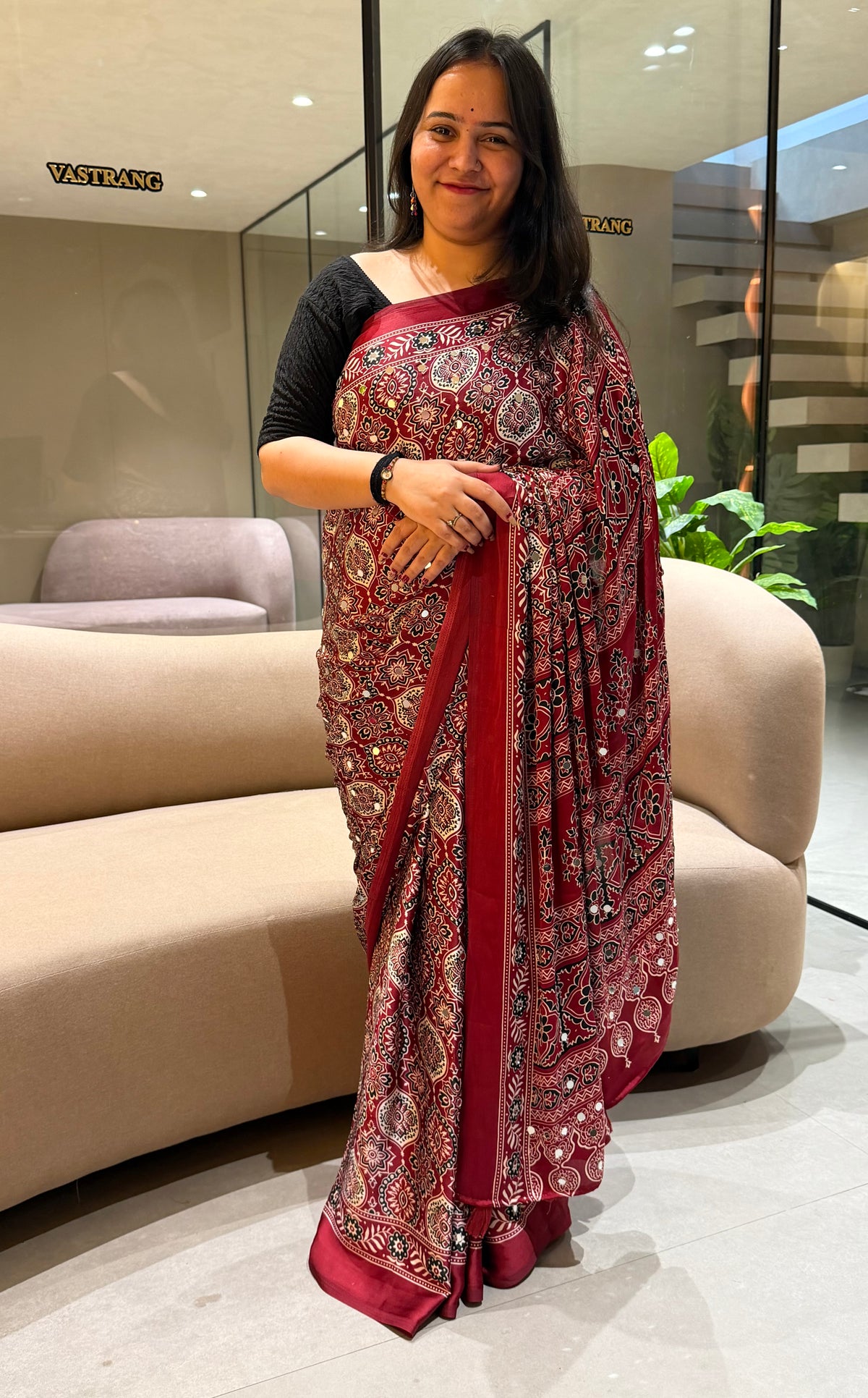Charming Festive Wear Satin Silk Heavy Mirror n Latkan Pallu Designer Saree With Unstitched Blouse Piece