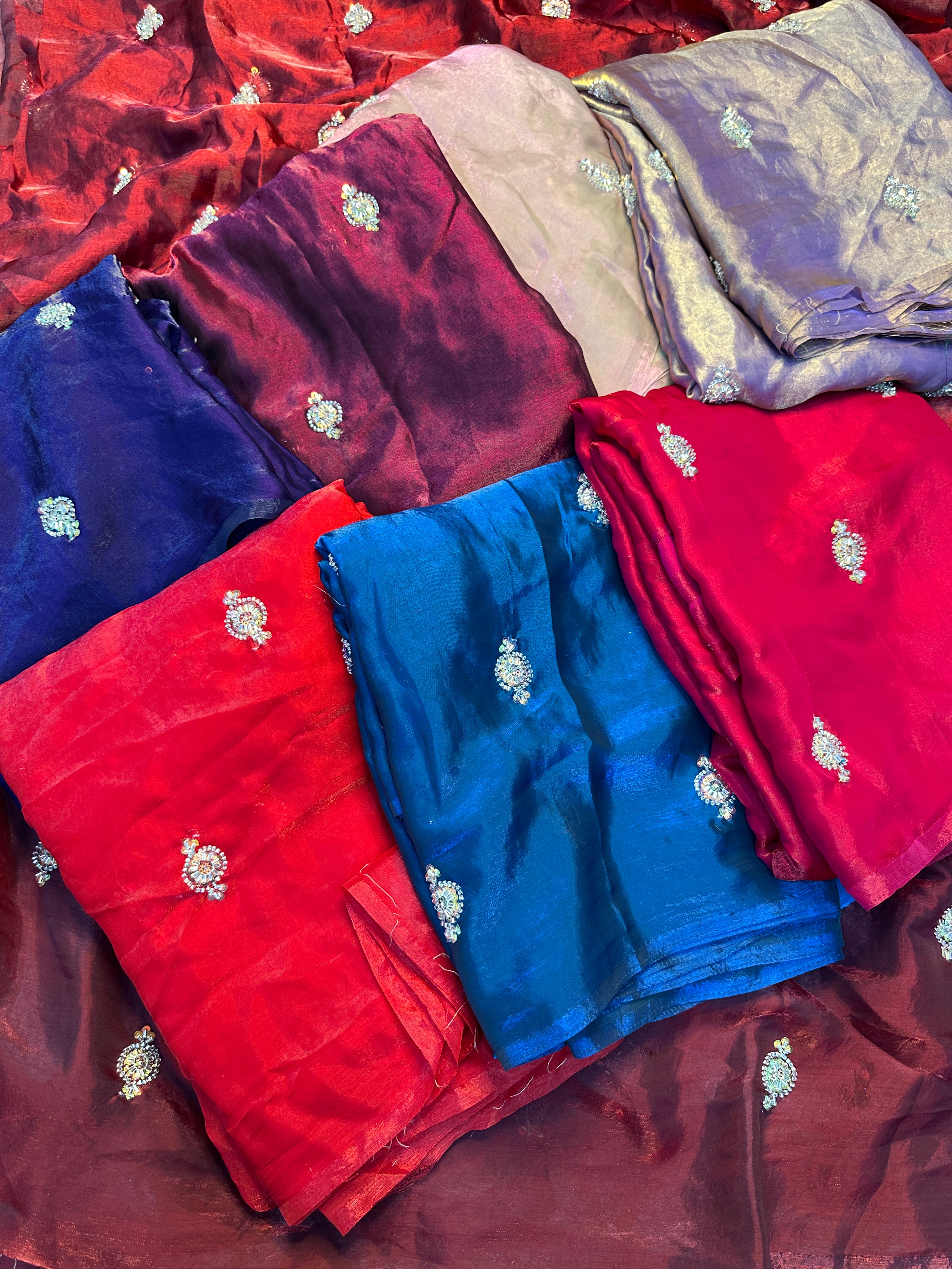 Charismatic Function Wear Silk Embroidery n Bids Work Fancy Designer Saree With Blouse Piece