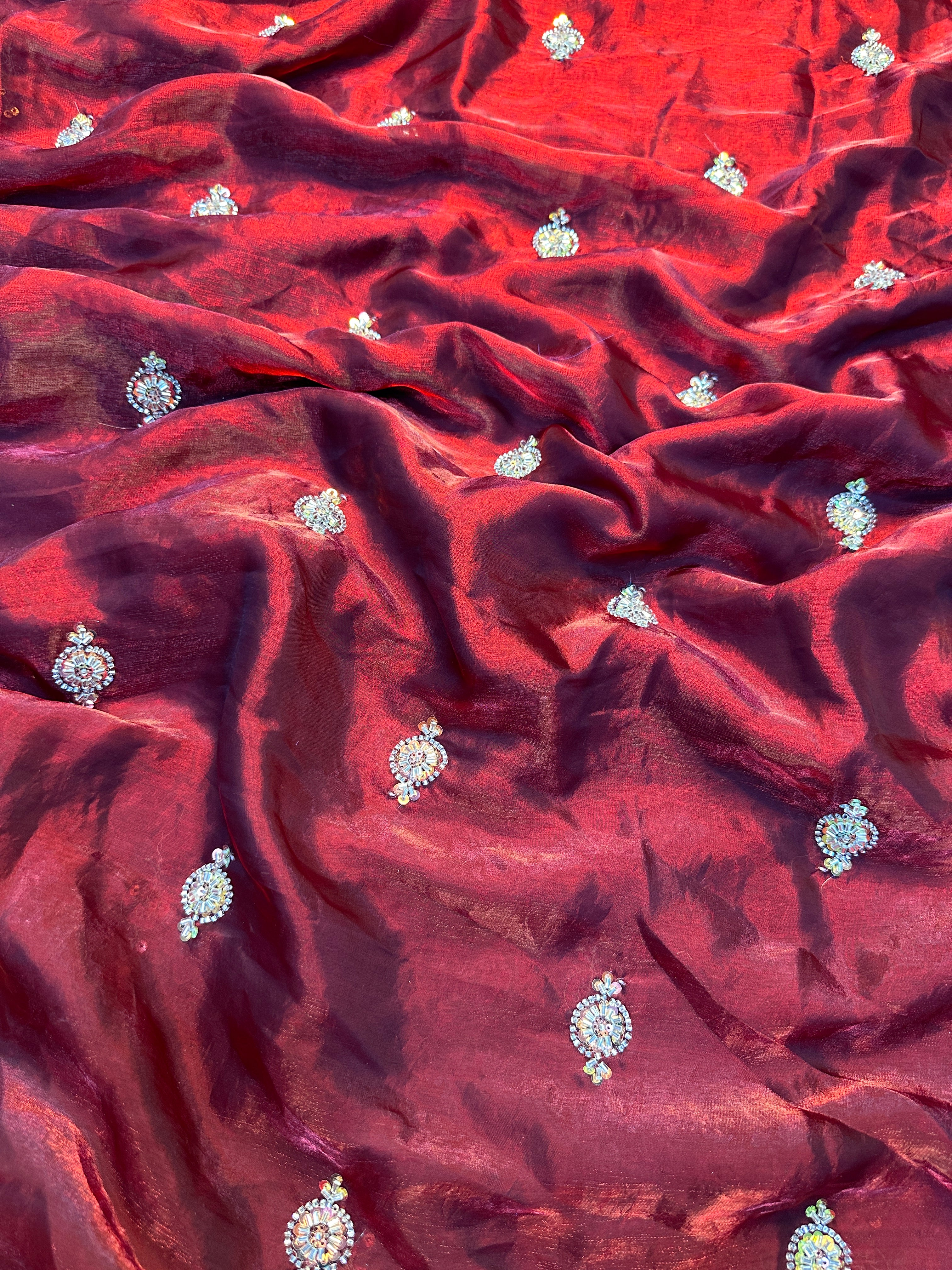 Charismatic Function Wear Silk Embroidery n Bids Work Fancy Designer Saree With Blouse Piece