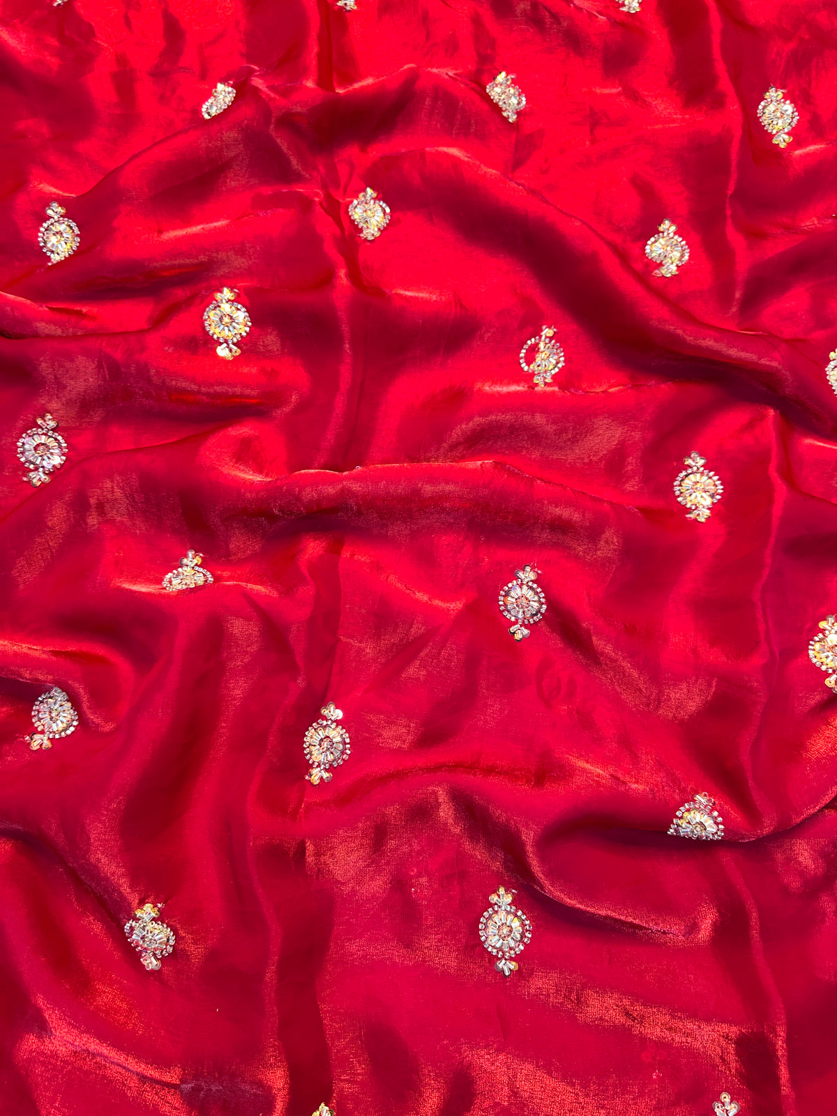 Charismatic Function Wear Silk Embroidery n Bids Work Fancy Designer Saree With Blouse Piece