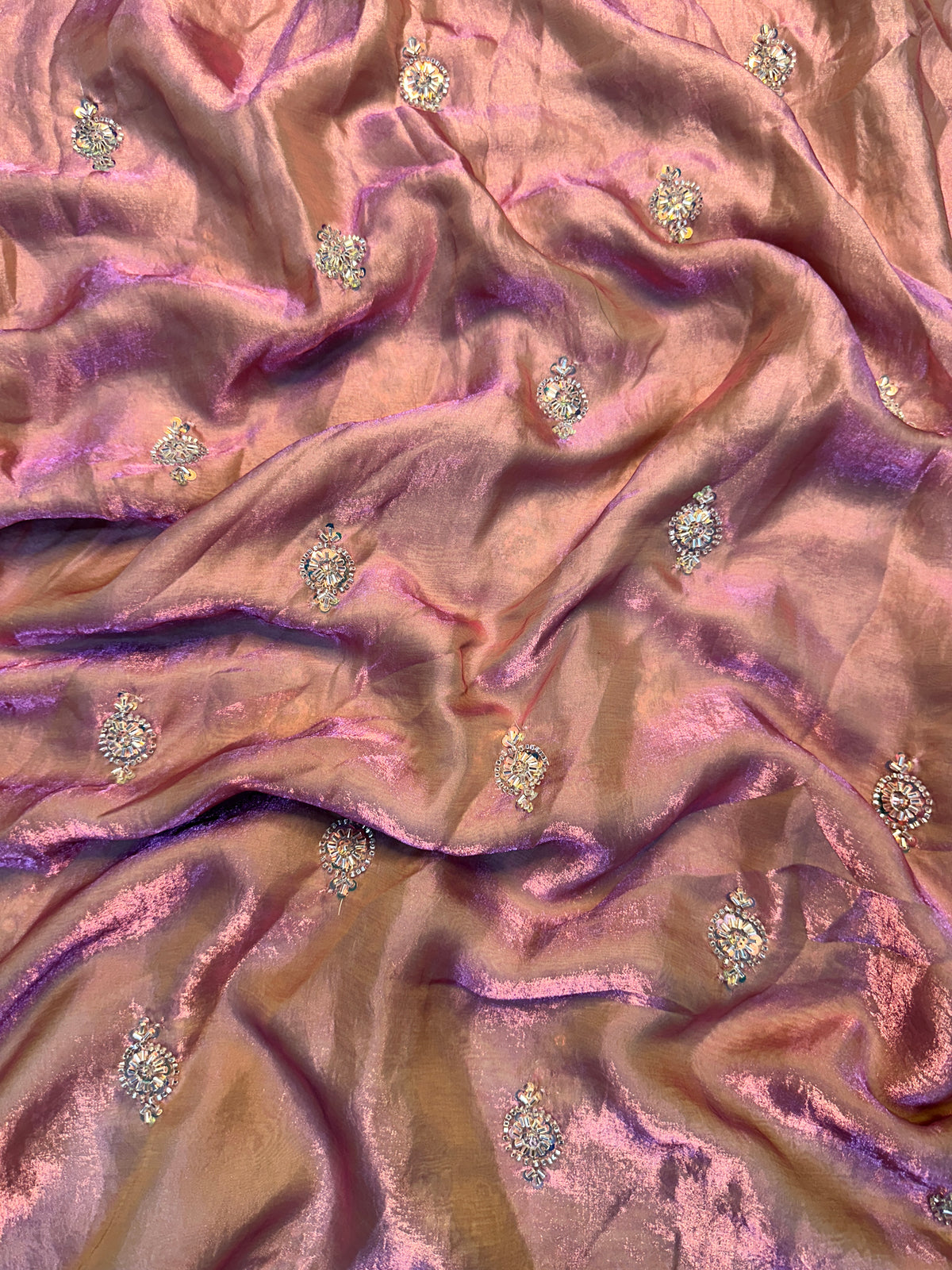 Charismatic Function Wear Silk Embroidery n Bids Work Fancy Designer Saree With Blouse Piece