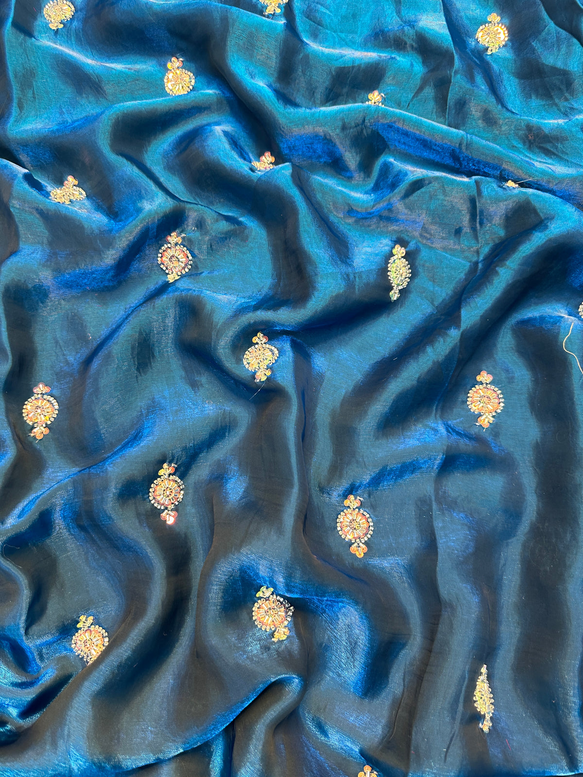 Charismatic Function Wear Silk Embroidery n Bids Work Fancy Designer Saree With Blouse Piece