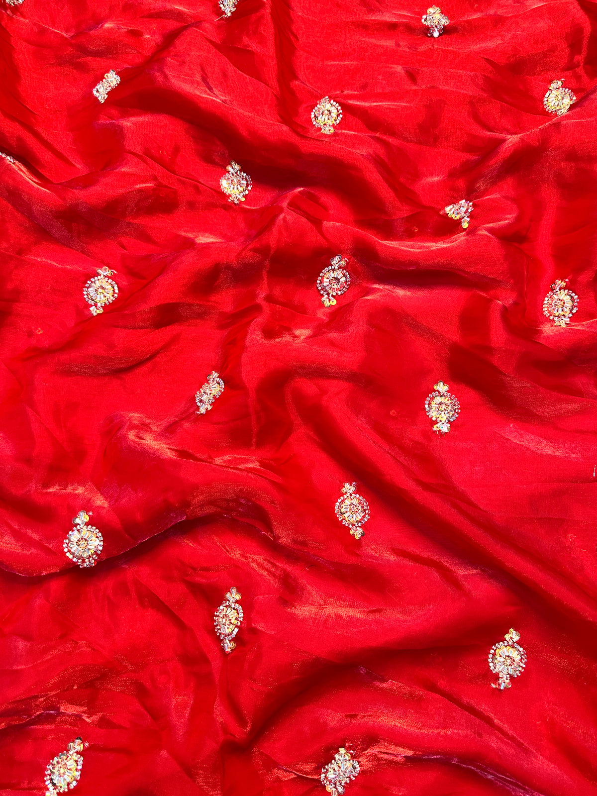 Charismatic Function Wear Silk Embroidery n Bids Work Fancy Designer Saree With Blouse Piece