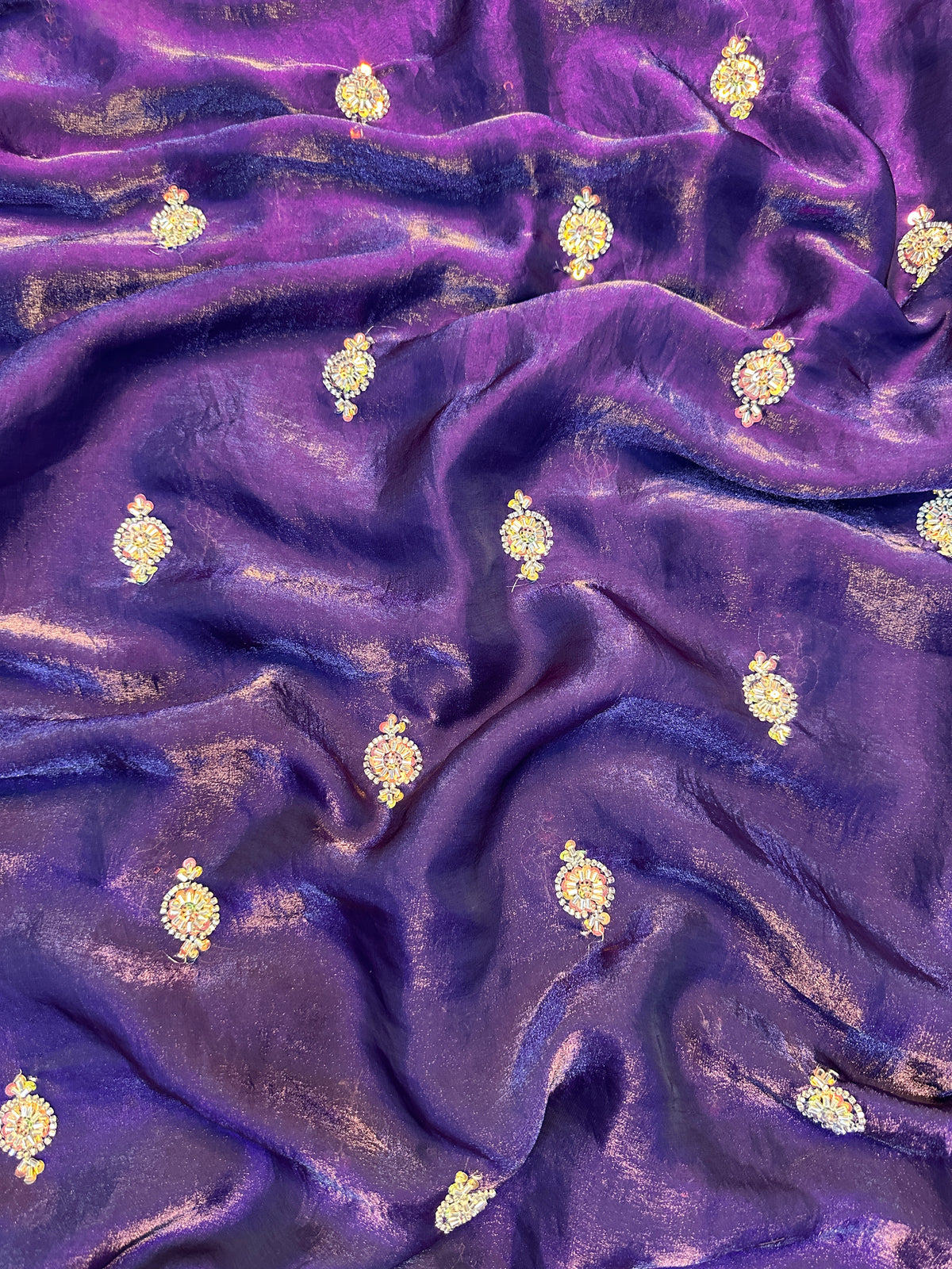 Charismatic Function Wear Silk Embroidery n Bids Work Fancy Designer Saree With Blouse Piece