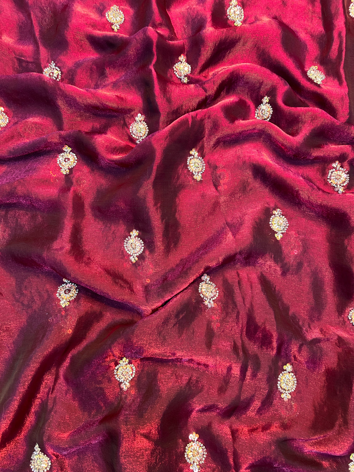 Charismatic Function Wear Silk Embroidery n Bids Work Fancy Designer Saree With Blouse Piece
