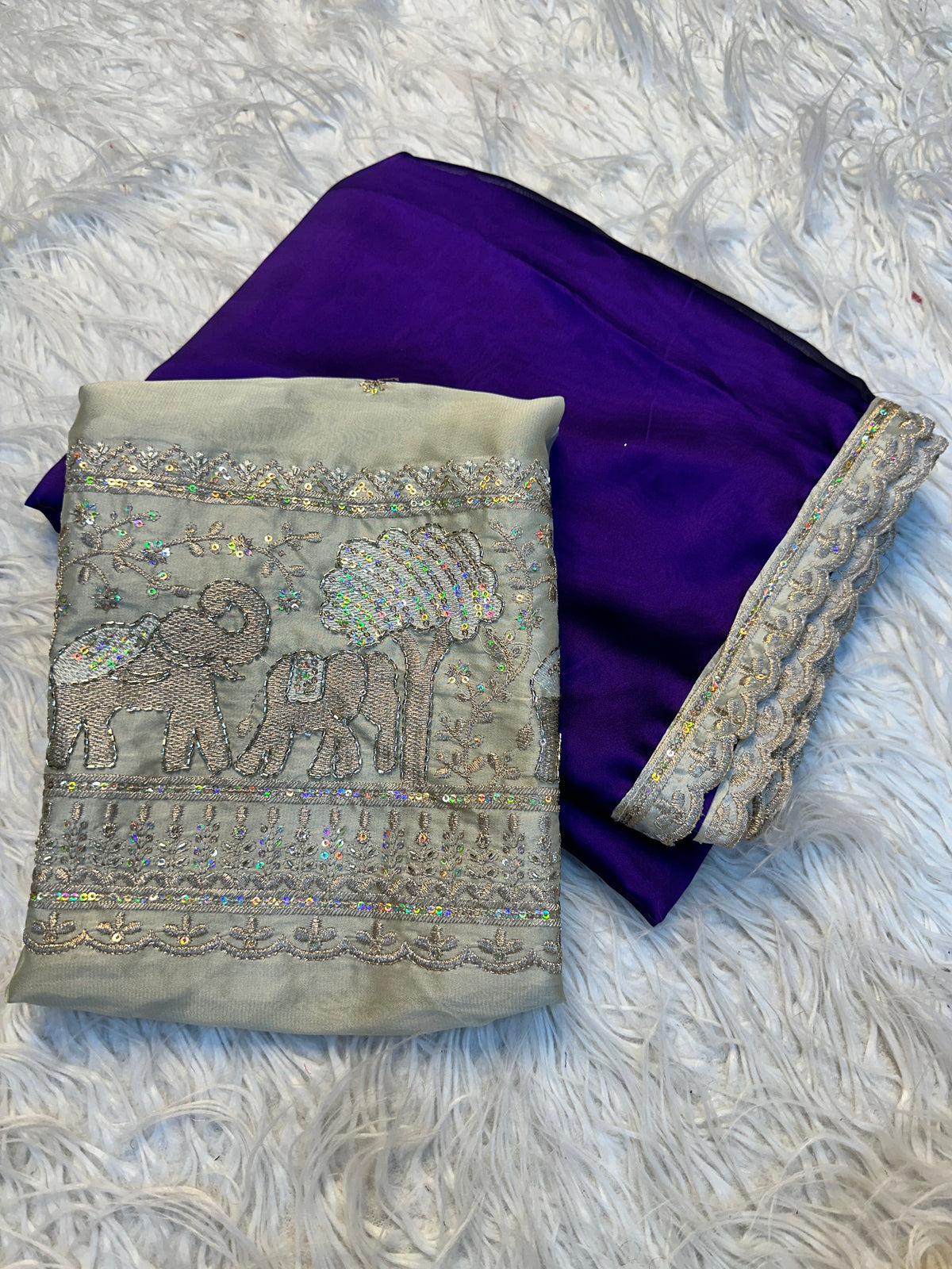 Divine Festive Wear Silk Embroidery n Bids Work Blouse Designer Saree For Occasion