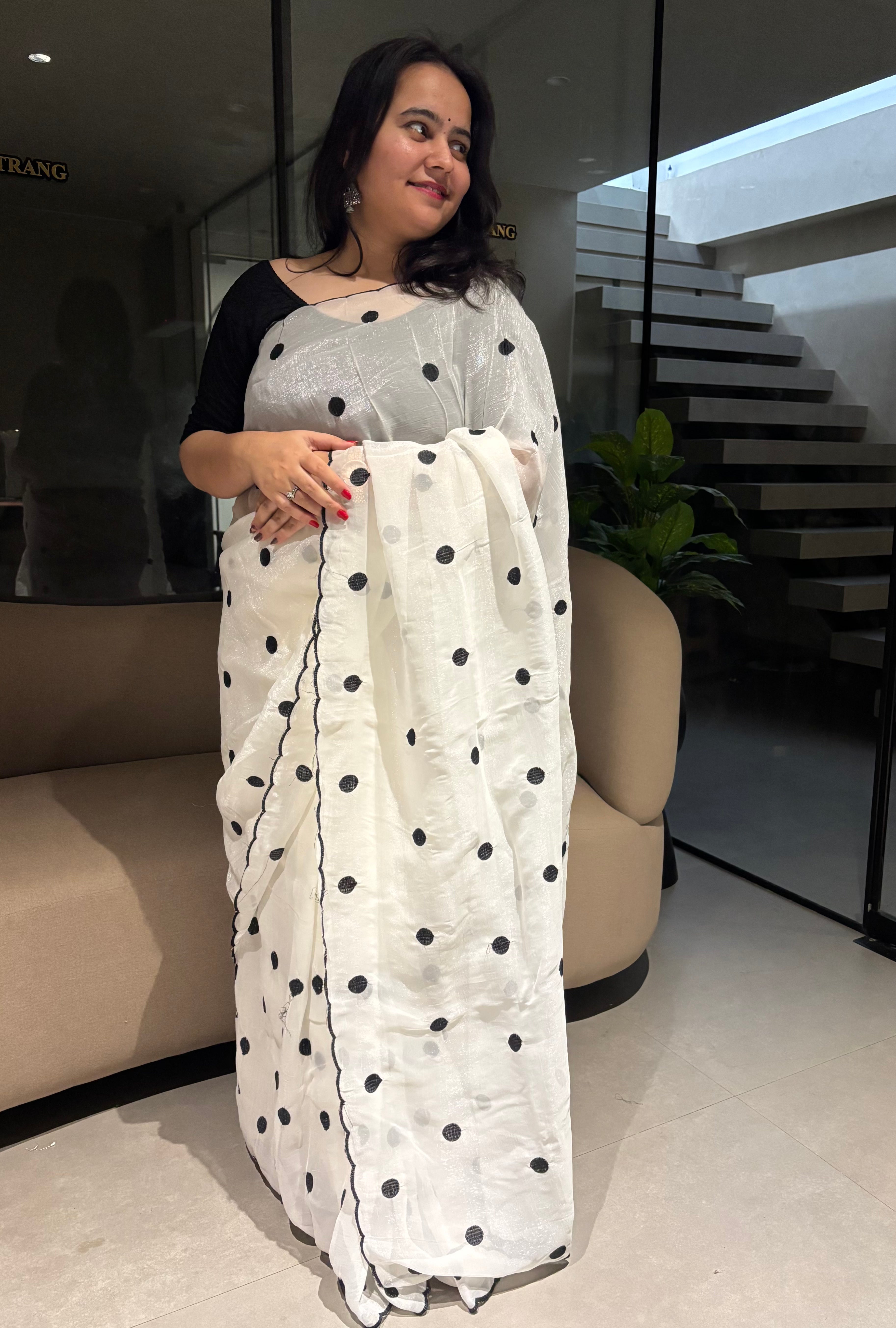 Alverina Party Wear Silk Embroidery Work Border Designer Saree With Unstitched Blouse Piece
