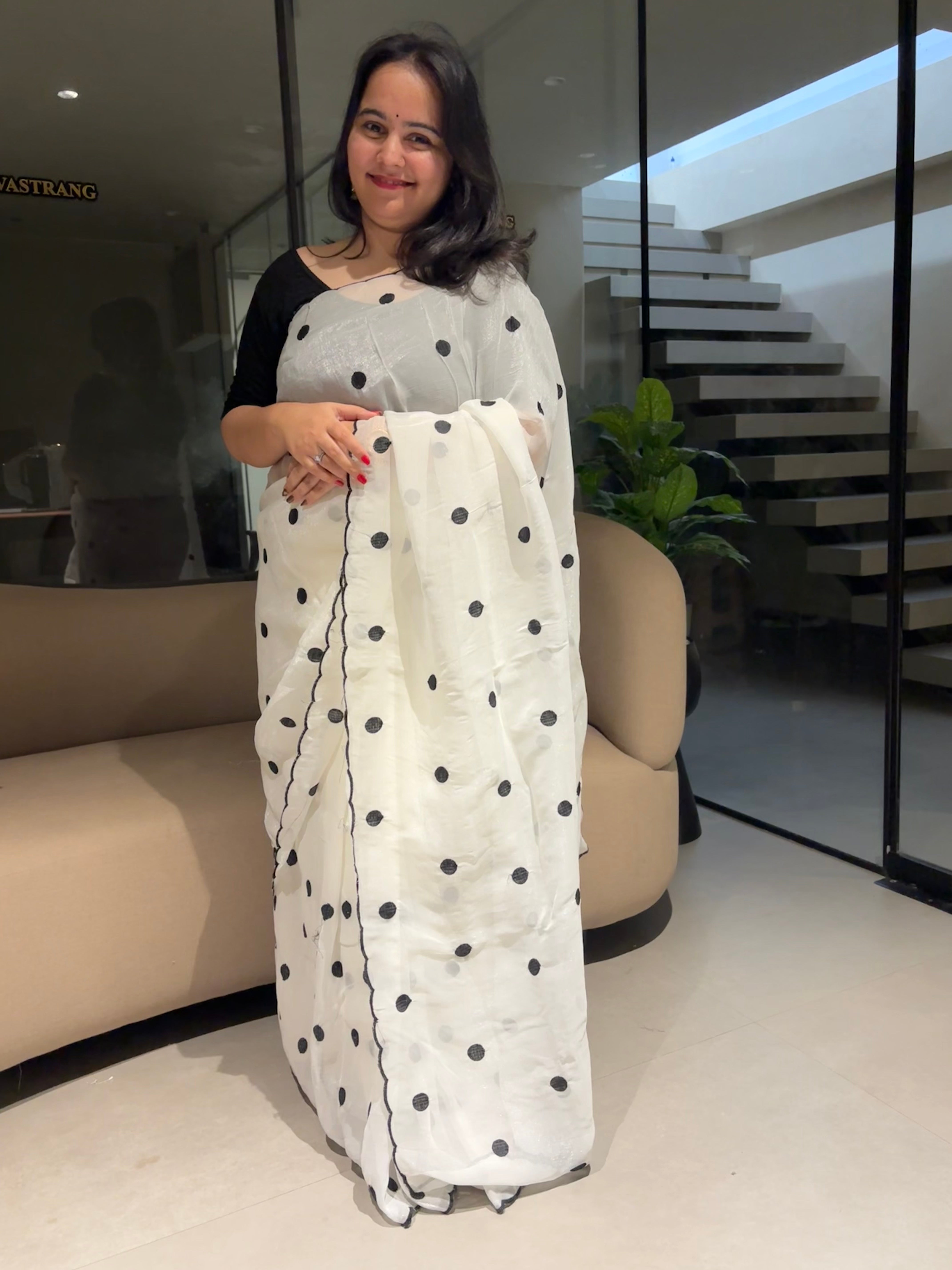 Alverina Party Wear Silk Embroidery Work Border Designer Saree With Unstitched Blouse Piece