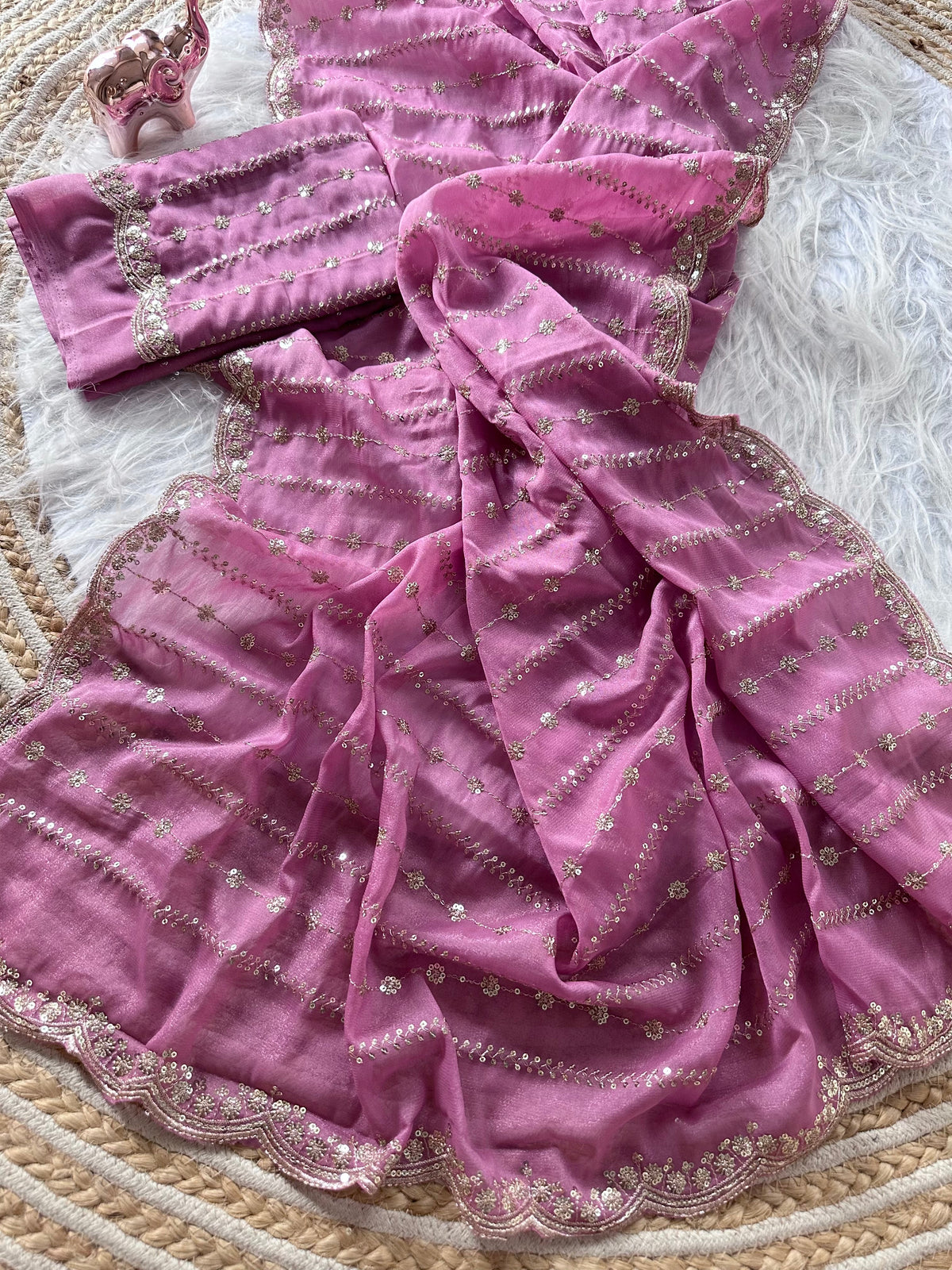 Fantabulous Wedding Wear Pure Silk Embriodery N Sequence Cut Work Border Fancy Designer Saree With Blouse