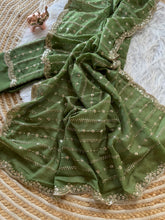 Load image into Gallery viewer, Fantabulous Wedding Wear Pure Silk Embriodery N Sequence Cut Work Border Fancy Designer Saree With Blouse
