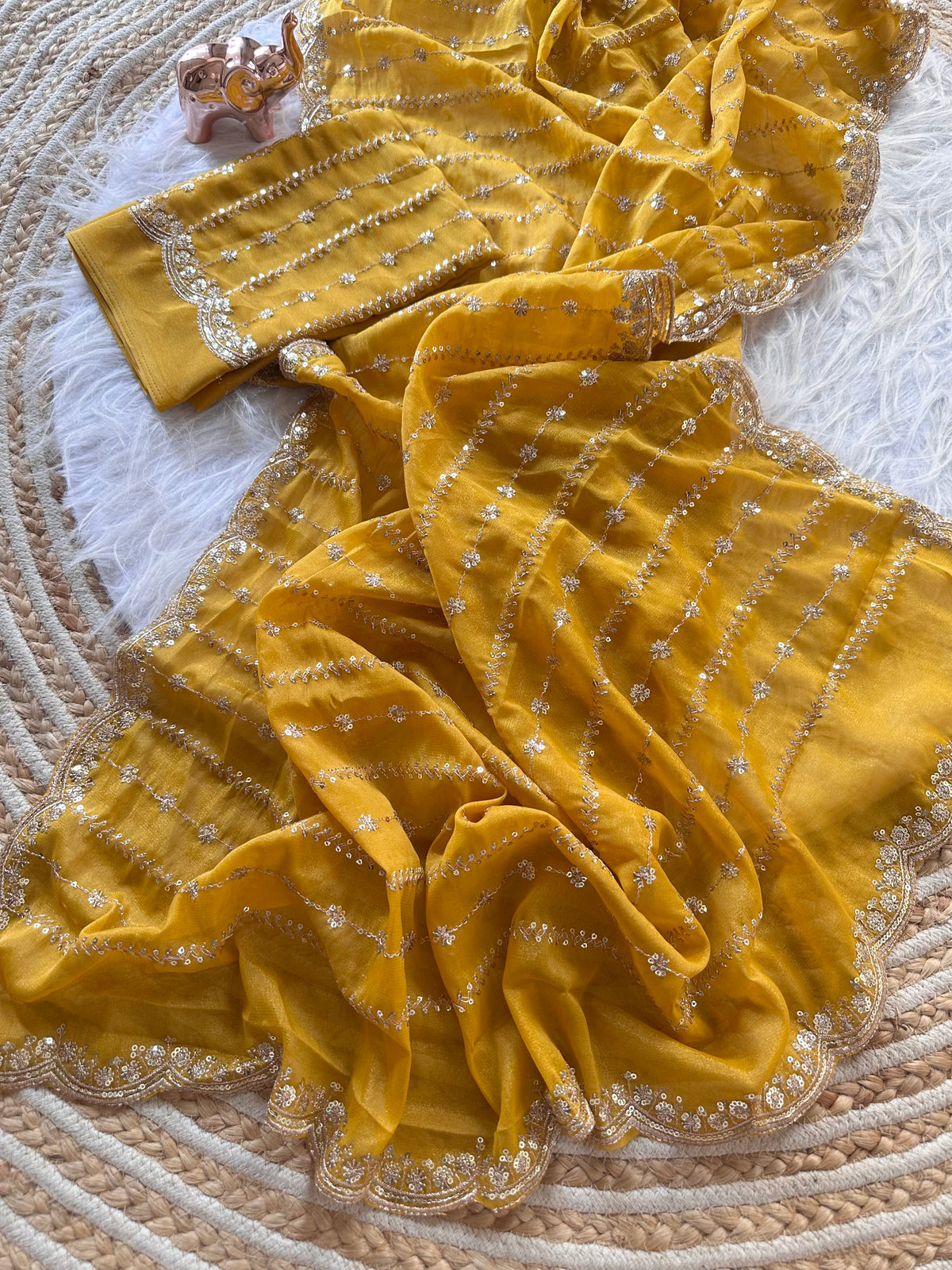Fantabulous Wedding Wear Pure Silk Embriodery N Sequence Cut Work Border Fancy Designer Saree With Blouse