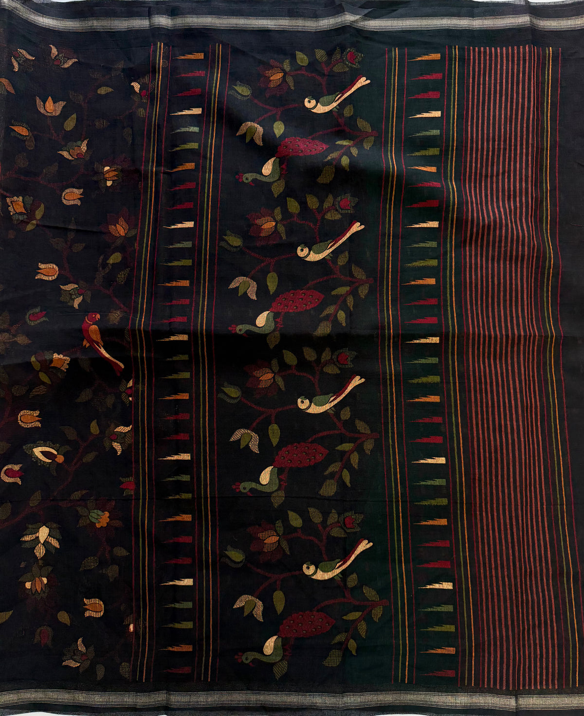 Incredible Party Wear Cotton Silk Print Design Zari Border Designer Saree With Blouse Piece