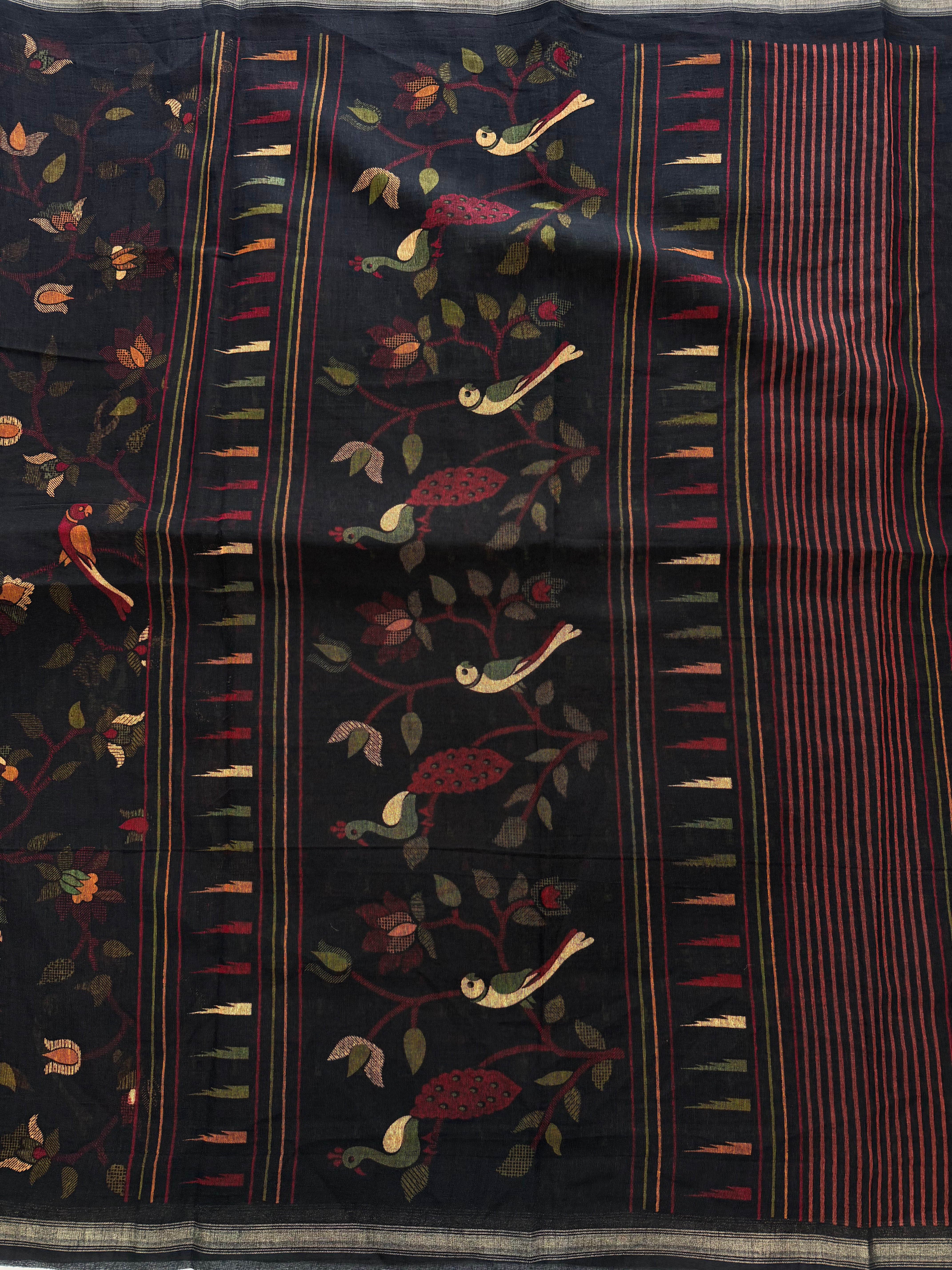 Incredible Party Wear Cotton Silk Print Design Zari Border Designer Saree With Blouse Piece