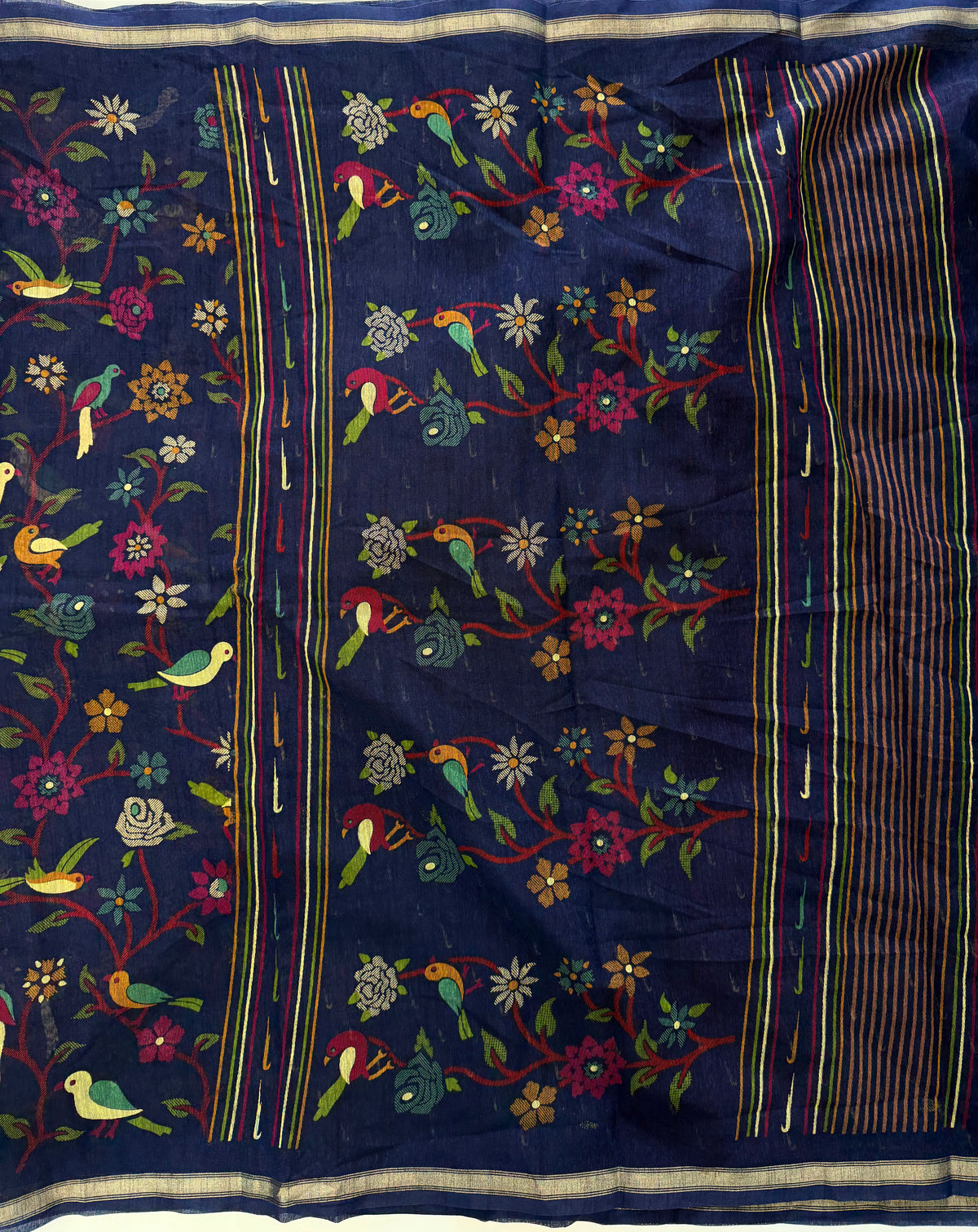 Incredible Party Wear Cotton Silk Print Design Zari Border Designer Saree With Blouse Piece