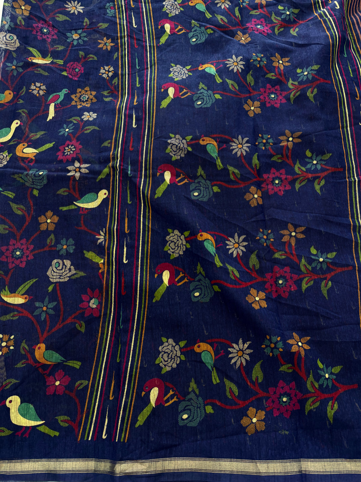 Incredible Party Wear Cotton Silk Print Design Zari Border Designer Saree With Blouse Piece