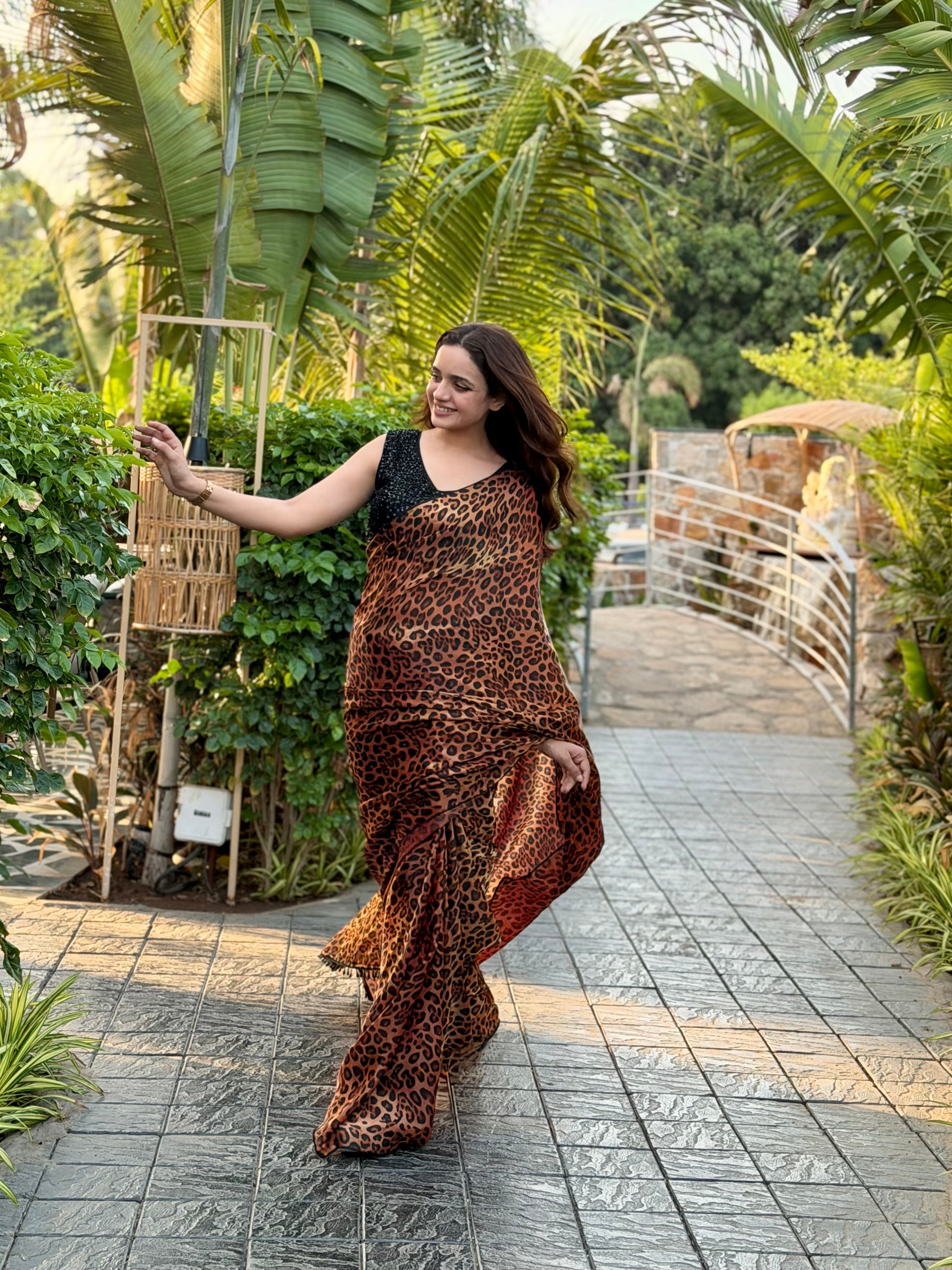 Gratifying Party Wear Satin Silk Sequence n Beads Work Designer Saree With Unstitched Blouse Piece